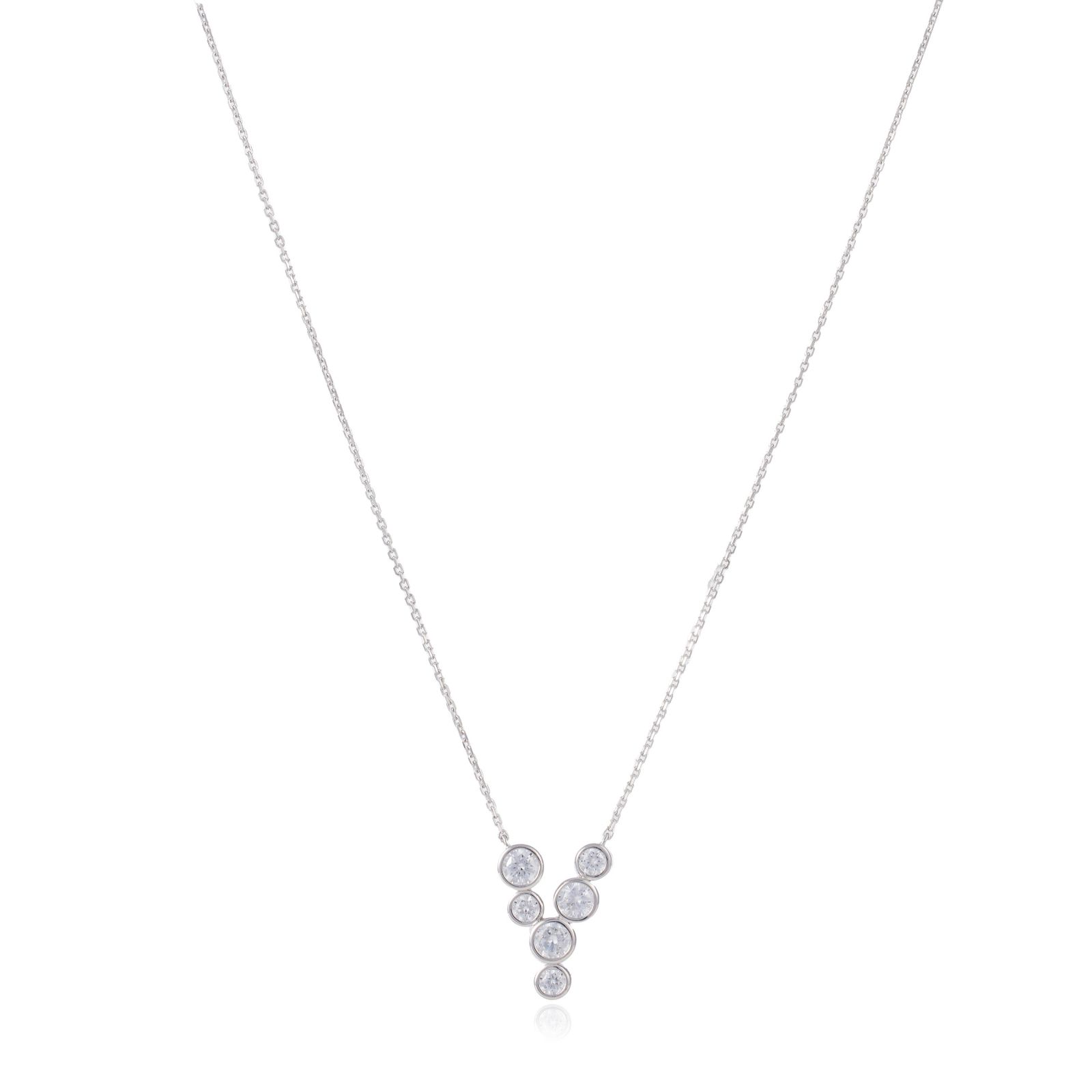 Diamonique 1ct tw Bezel Set Pendent & 45cm Chain Sterling Silver