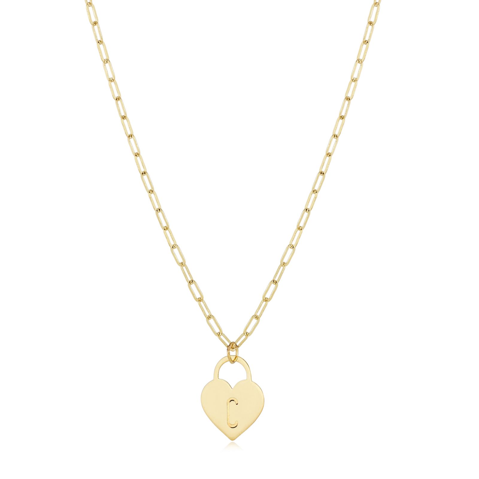 GOLD 9ct Italian Gold Paperclip Initial Necklace 1.36g