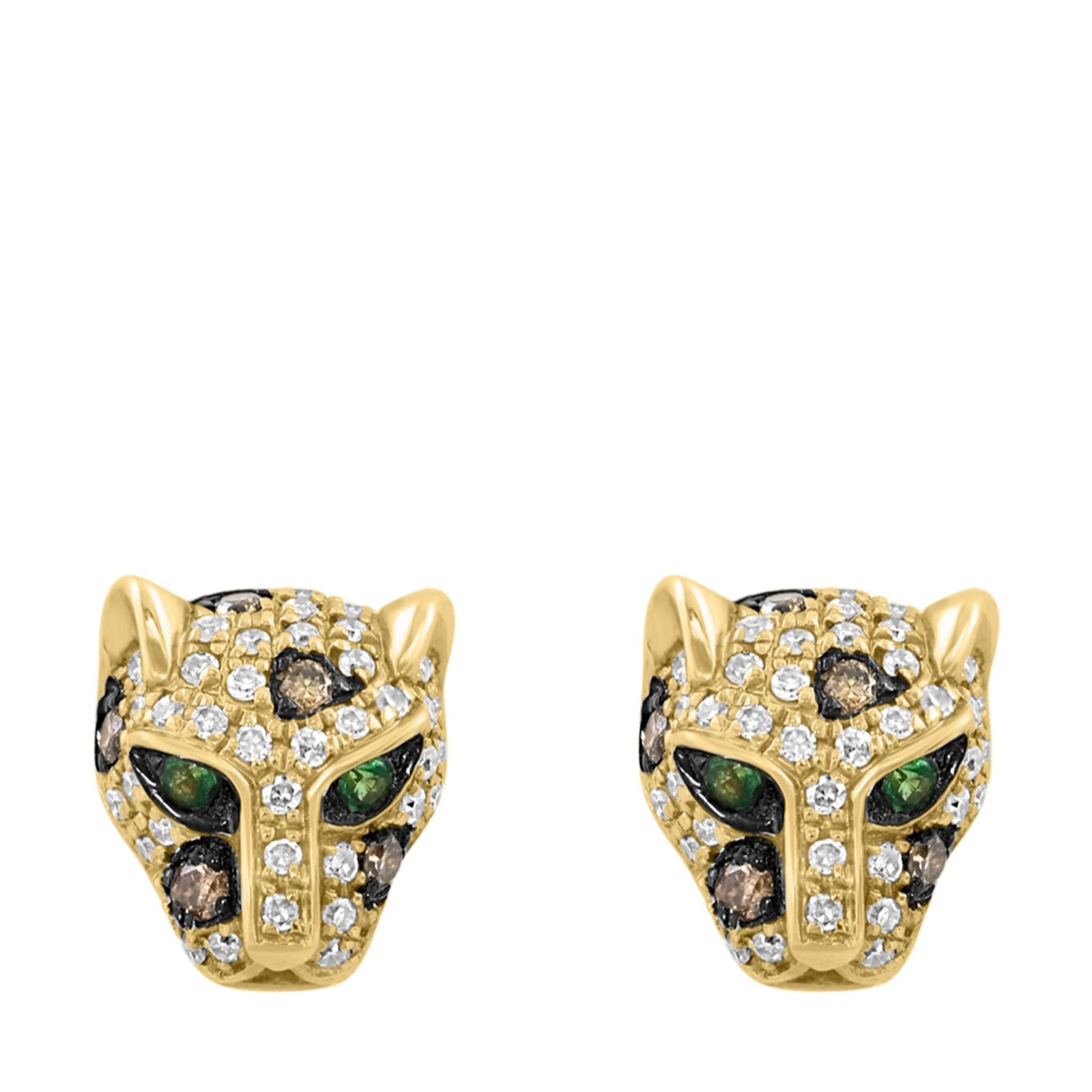 Effy Signature 0.33ct Pave Diamond & 0.04ct Tsavorite Stud Earrings 14ct Gold