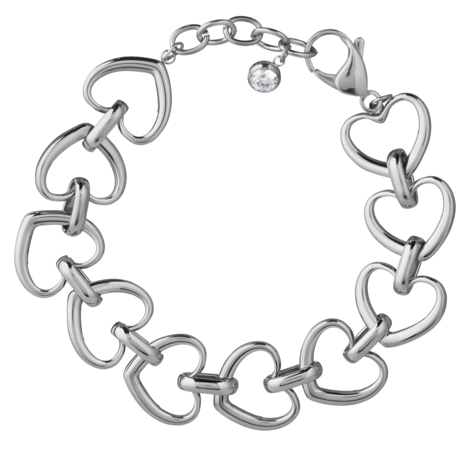 Steel by Diamonique Heart Link Bracelet Stainless Steel