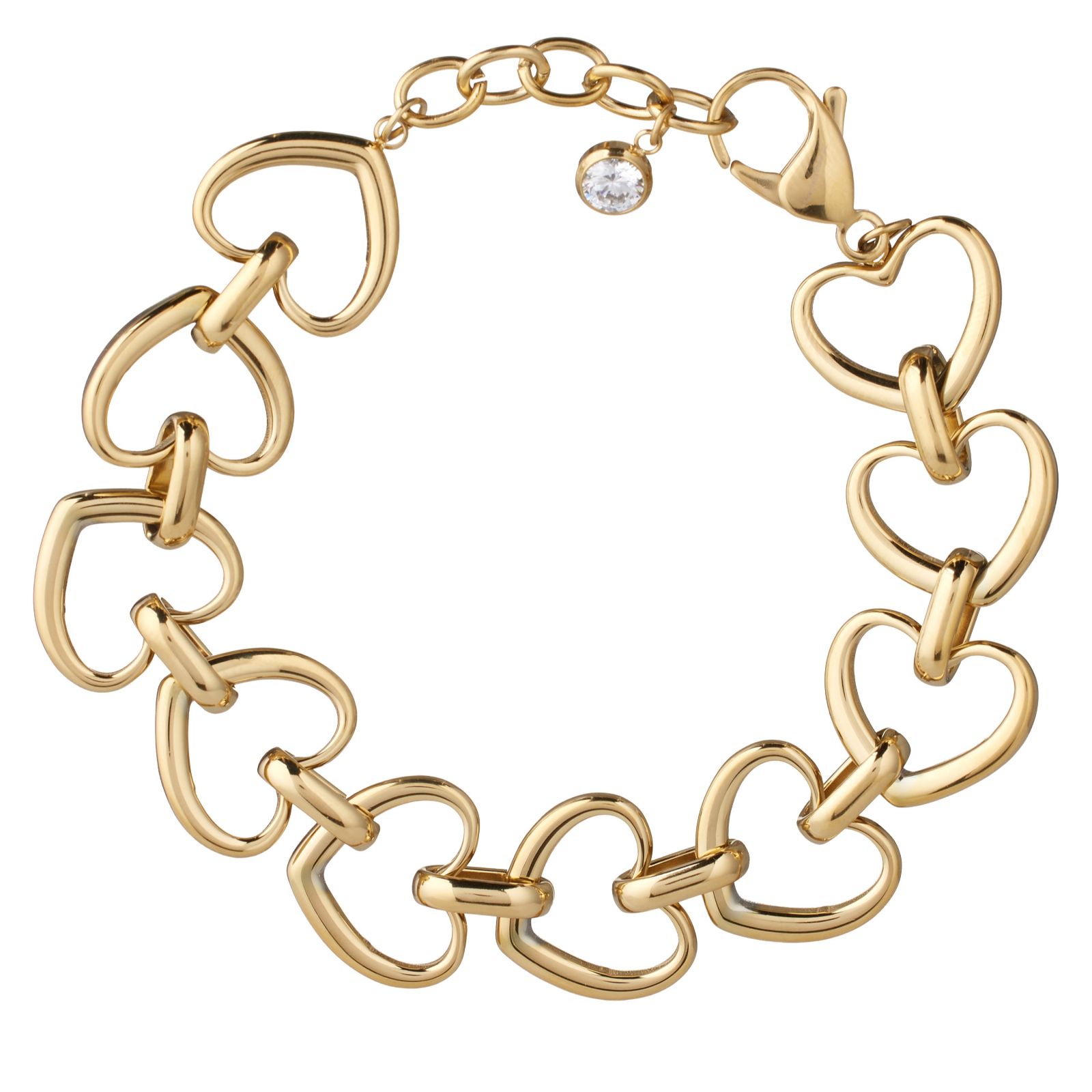 Steel by Diamonique Heart Link Bracelet Stainless Steel