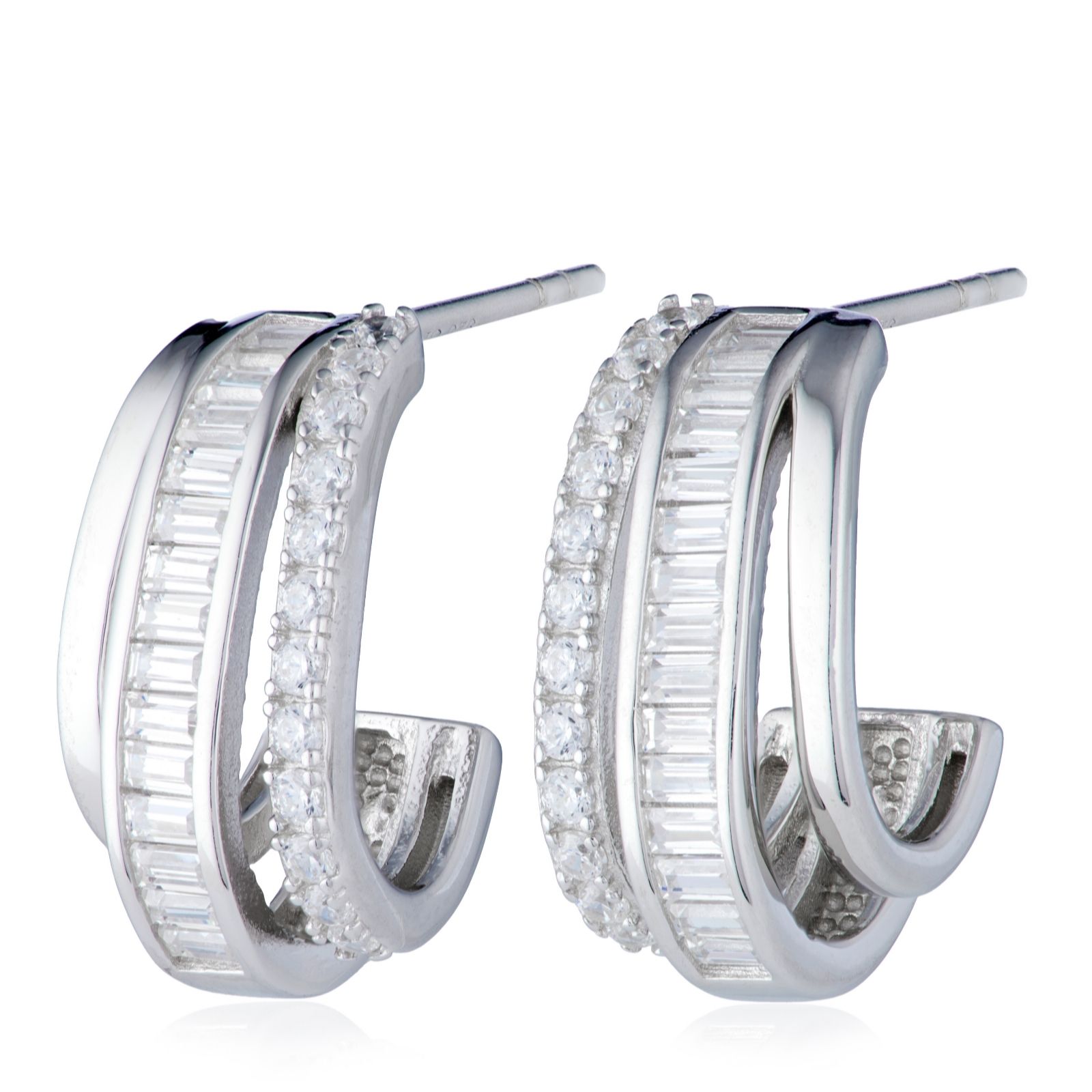 Diamonique 0.5ct tw Mixed Cut Hoop Earrings Sterling Silver
