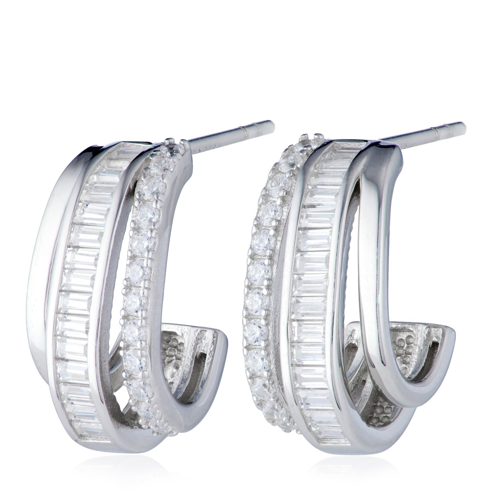 Diamonique 0.5ct tw Mixed Cut Hoop Earrings Sterling Silver