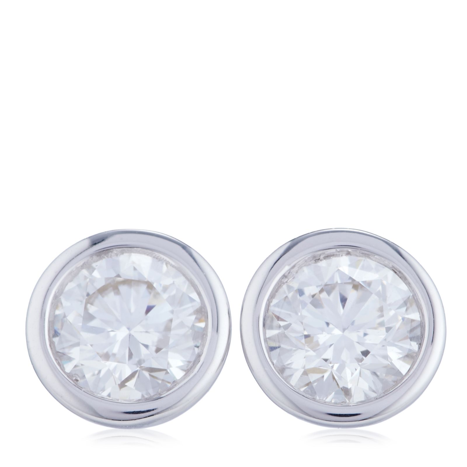 Fire Light 1ct Lab Grown Diamond Bezel Set Stud Earrings 9ct Gold