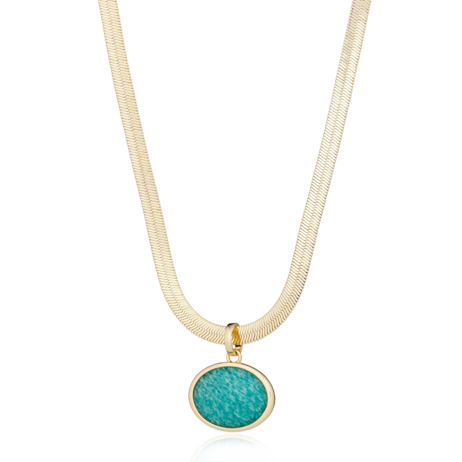 Malika Semi Precious Snake Chain Pendant Necklace