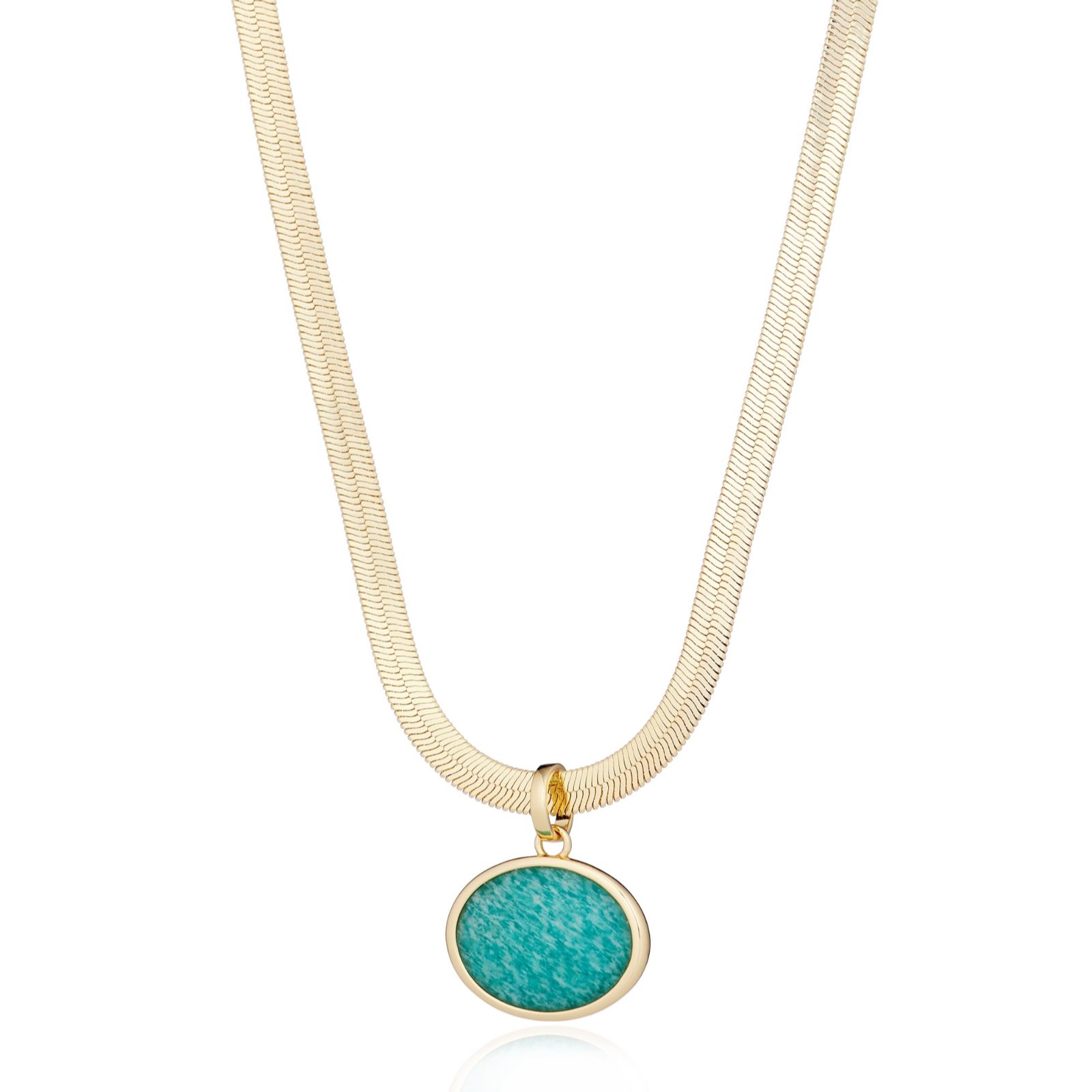 Malika Semi Precious Snake Chain Pendant Necklace