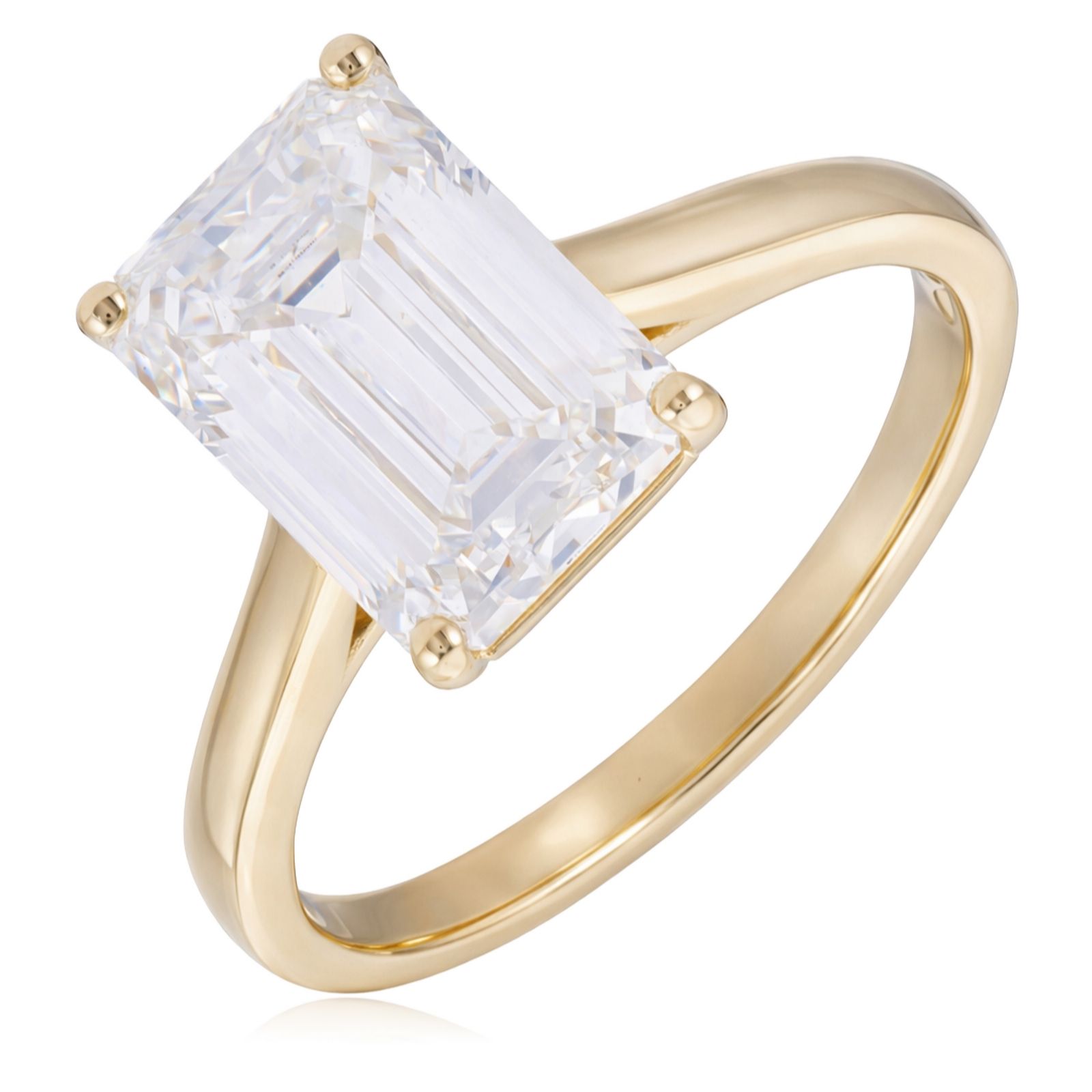 Fire Light 4ct Lab Grown Diamond Emerald Cut Solitaire Ring 9ct Gold