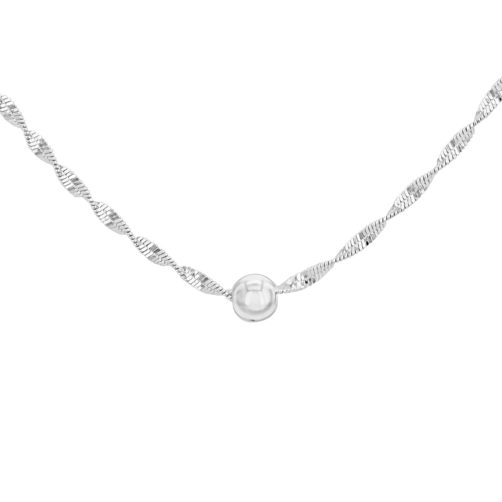 Faith & Brown Italian Crafted Twist and Ball Necklace Sterling Silver