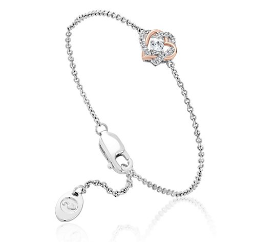 Clogau Always in my Heart White Topaz Bracelet Sterling Silver & 9ct Gold