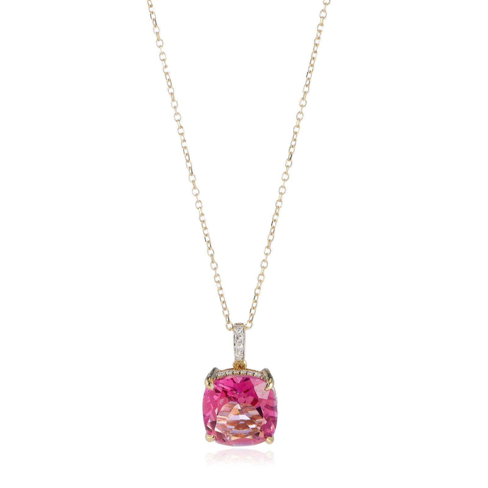 4.30ct Pink Topaz and 0.10 ct Diamond Pendant and Chain