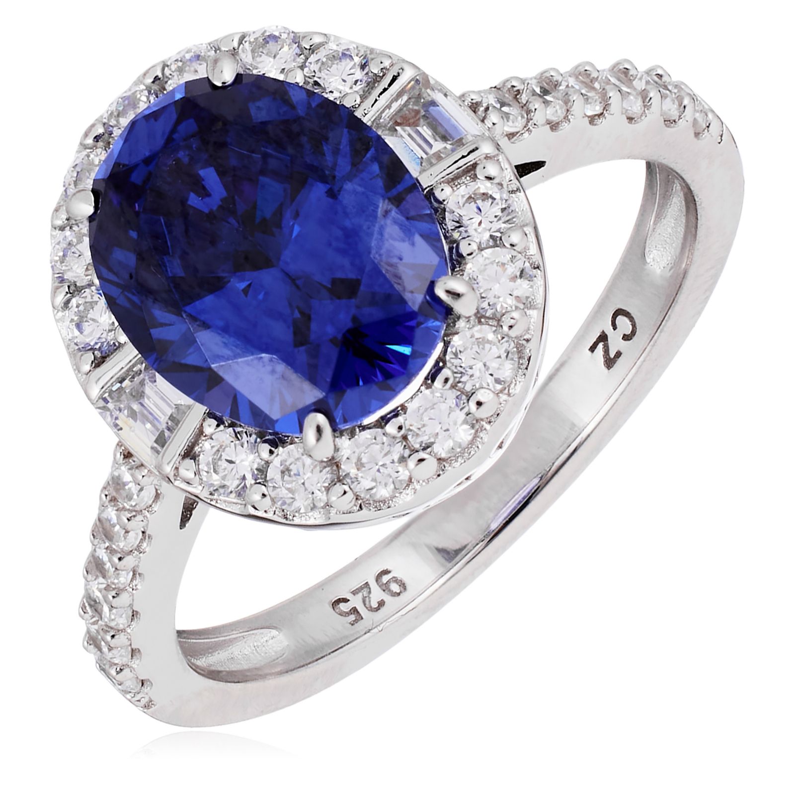 Diamonique 3.5ct Oval Halo Ring Sterling Silver