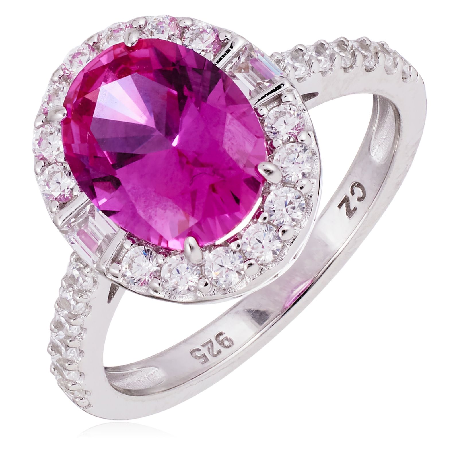 Diamonique 3.5ct Oval Halo Ring Sterling Silver