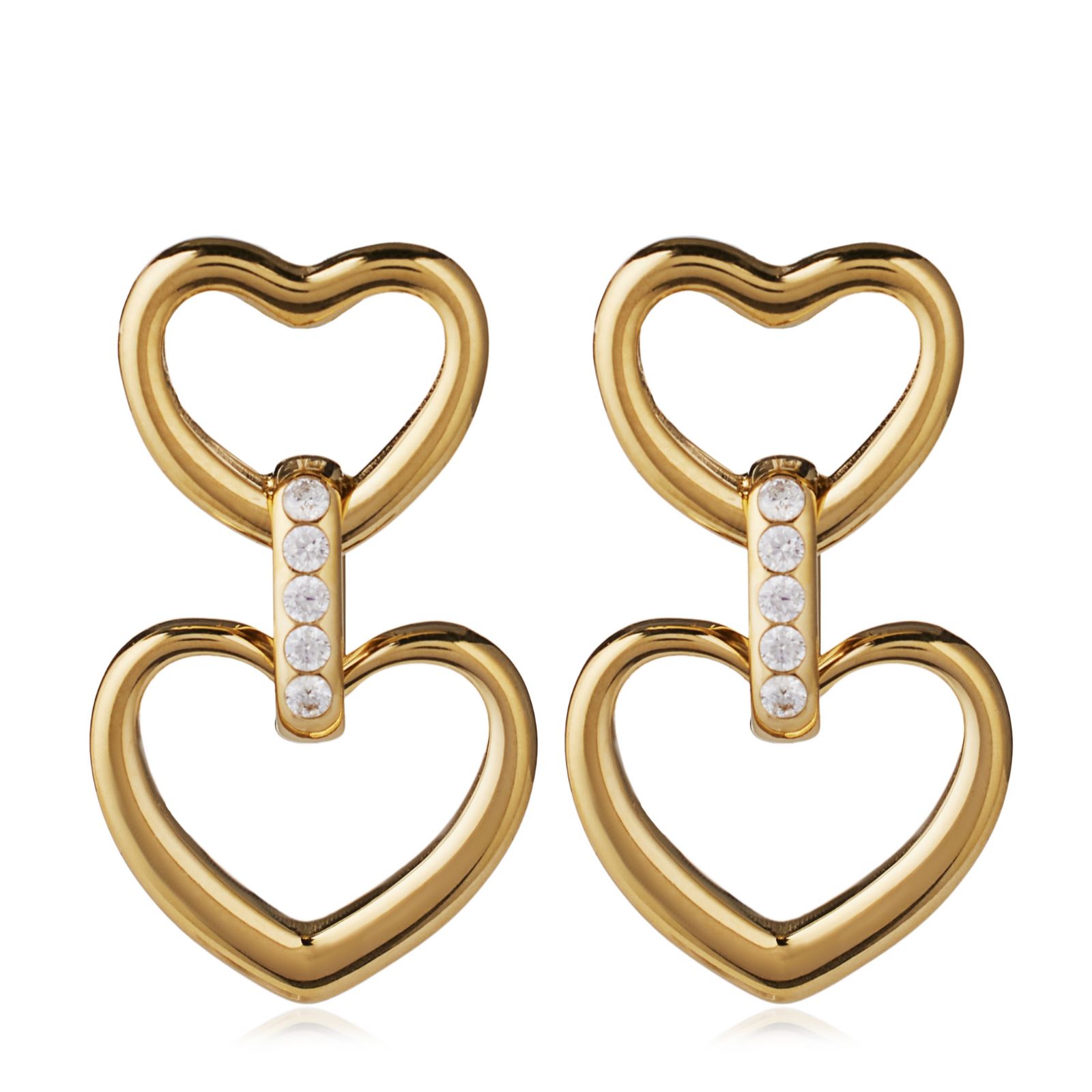 Steel by Diamonique Heart Link Drop Earrings Stainless Steel