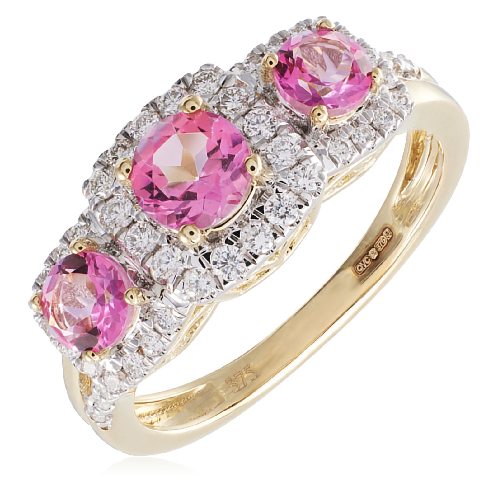 0.30ct Diamond and 1.09ct Topaz Trilogy Ring 9ct Gold