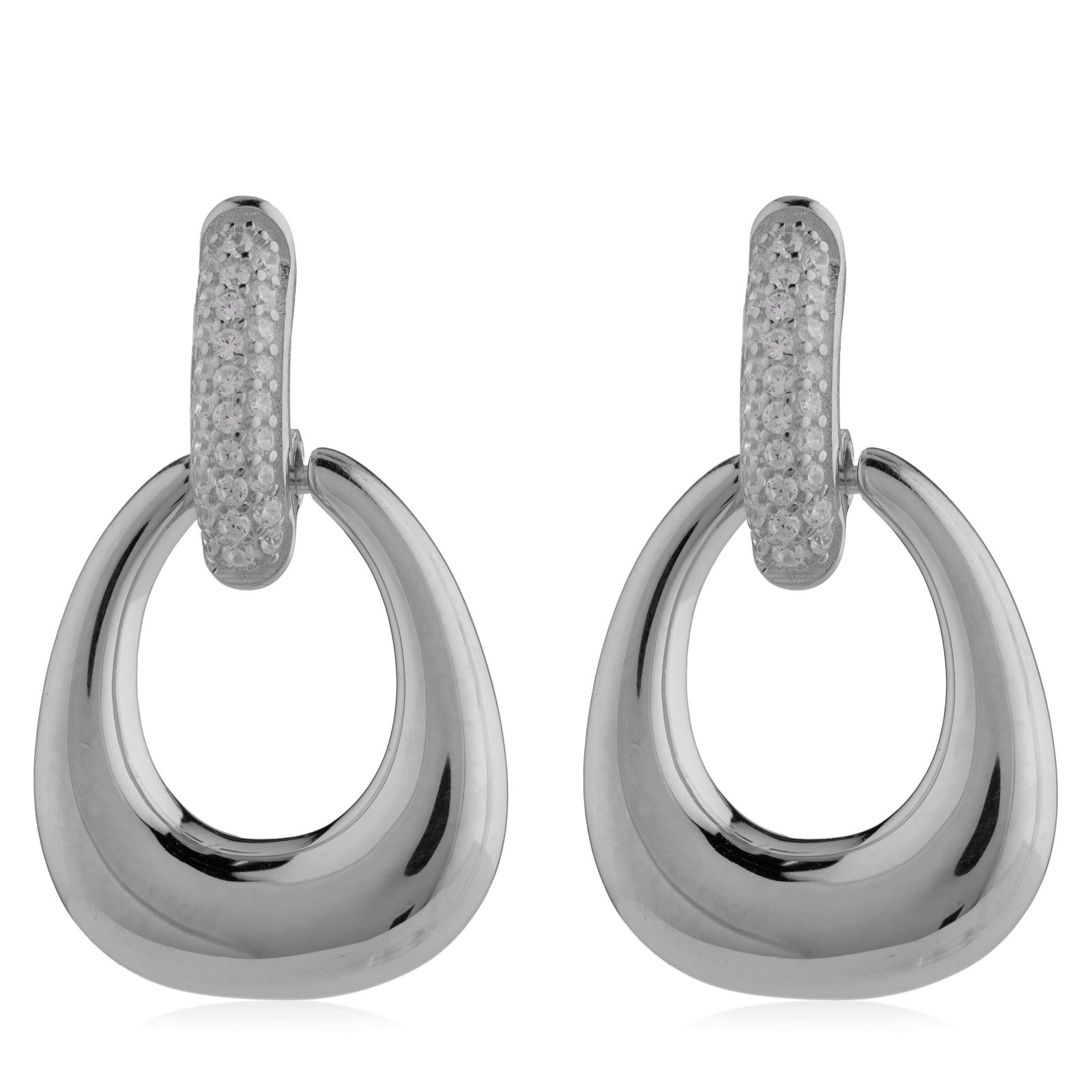 Diamonique 0.31ct Pave Loop Earrings Sterling Silver