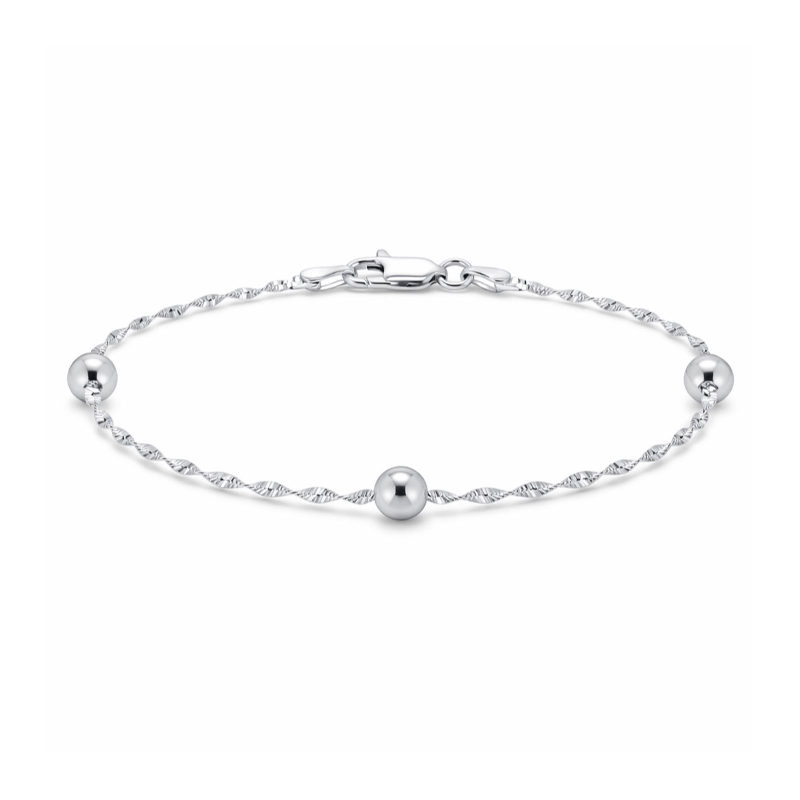 Faith & Brown Italian Crafted Twist and Ball Bracelet Sterling Silver
