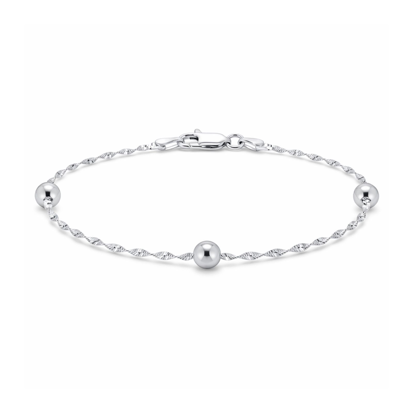 Faith & Brown Italian Crafted Twist and Ball Bracelet Sterling Silver