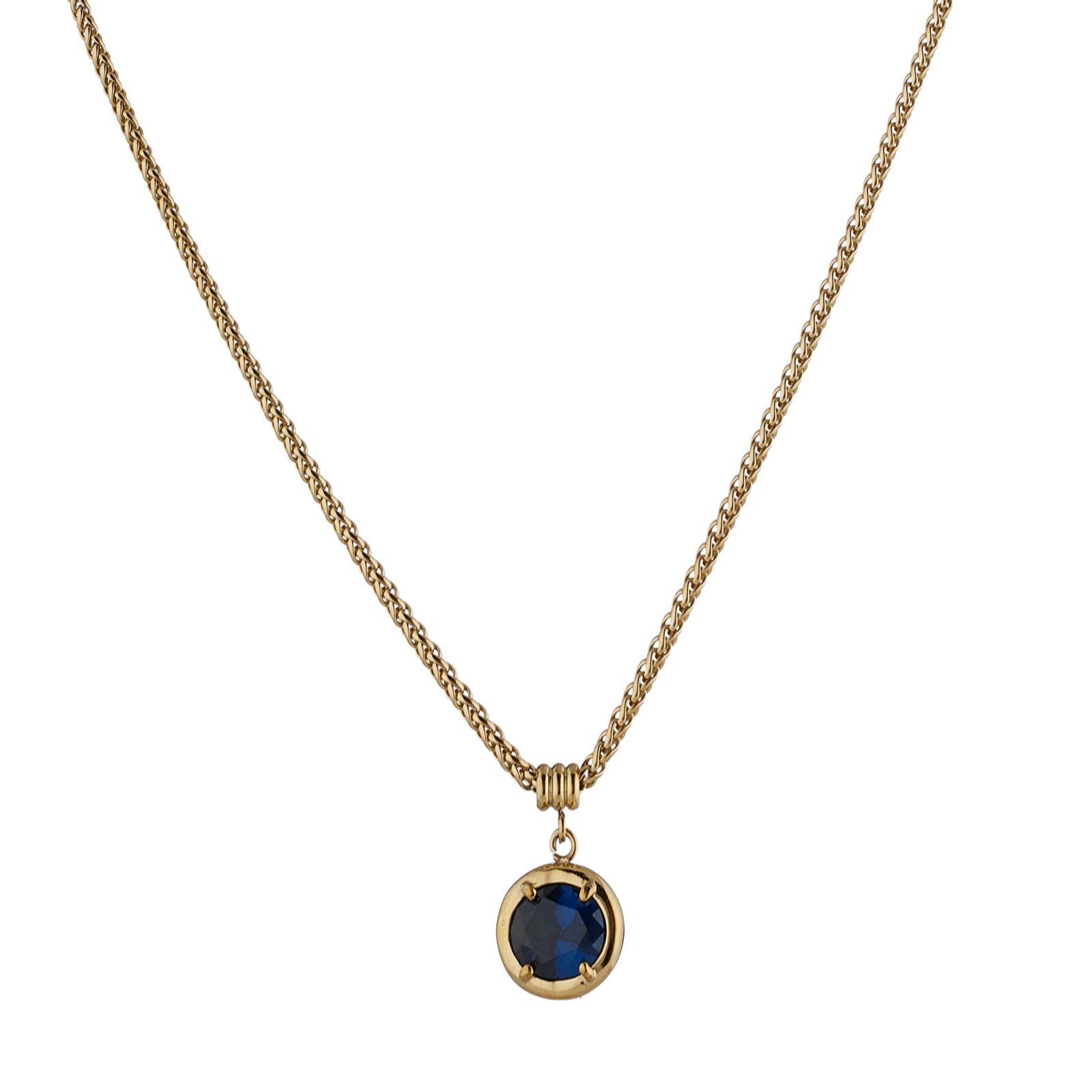 Steel by Diamonique Colour Stone Pendant & Chain Stainless Steel