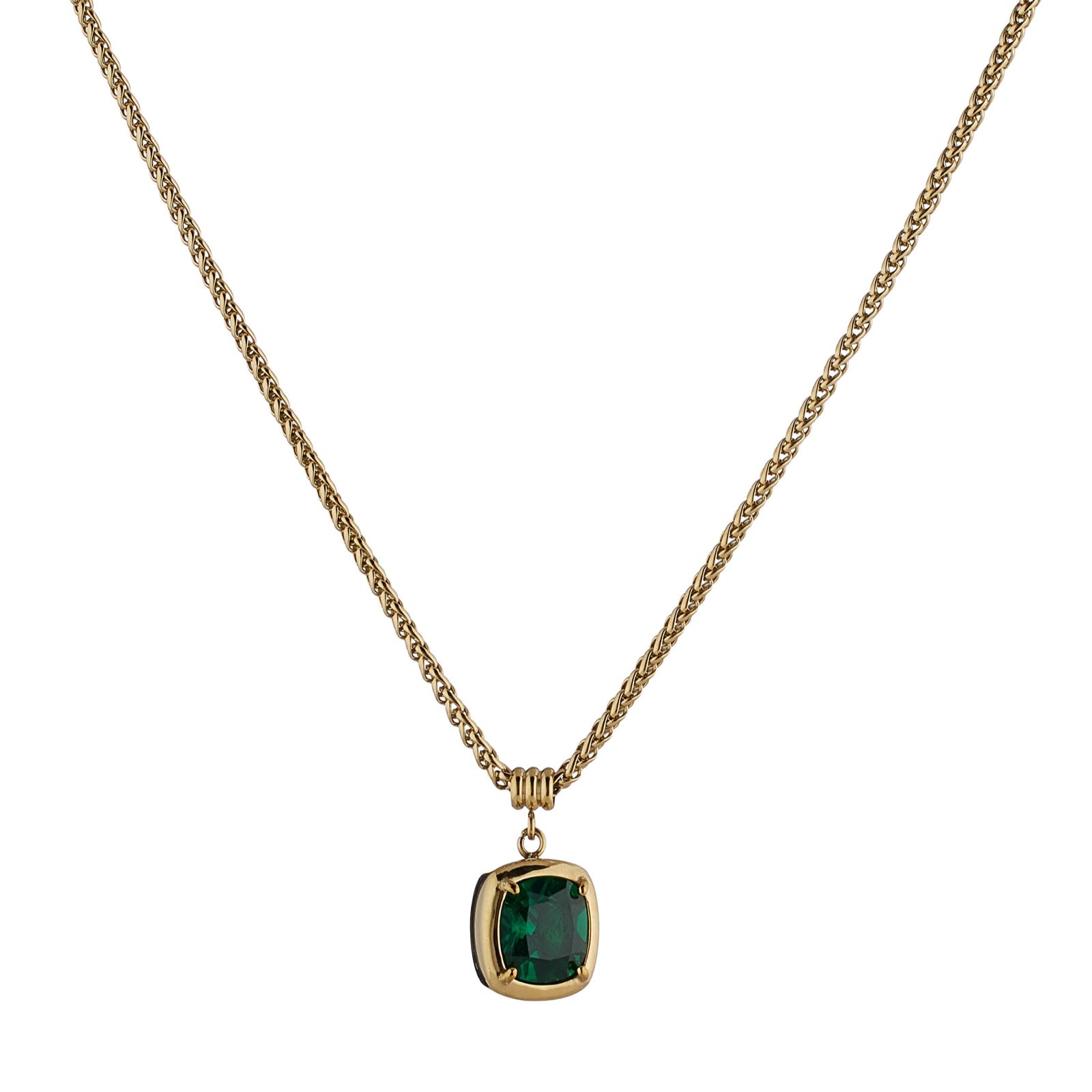 Steel by Diamonique Colour Stone Pendant & Chain Stainless Steel