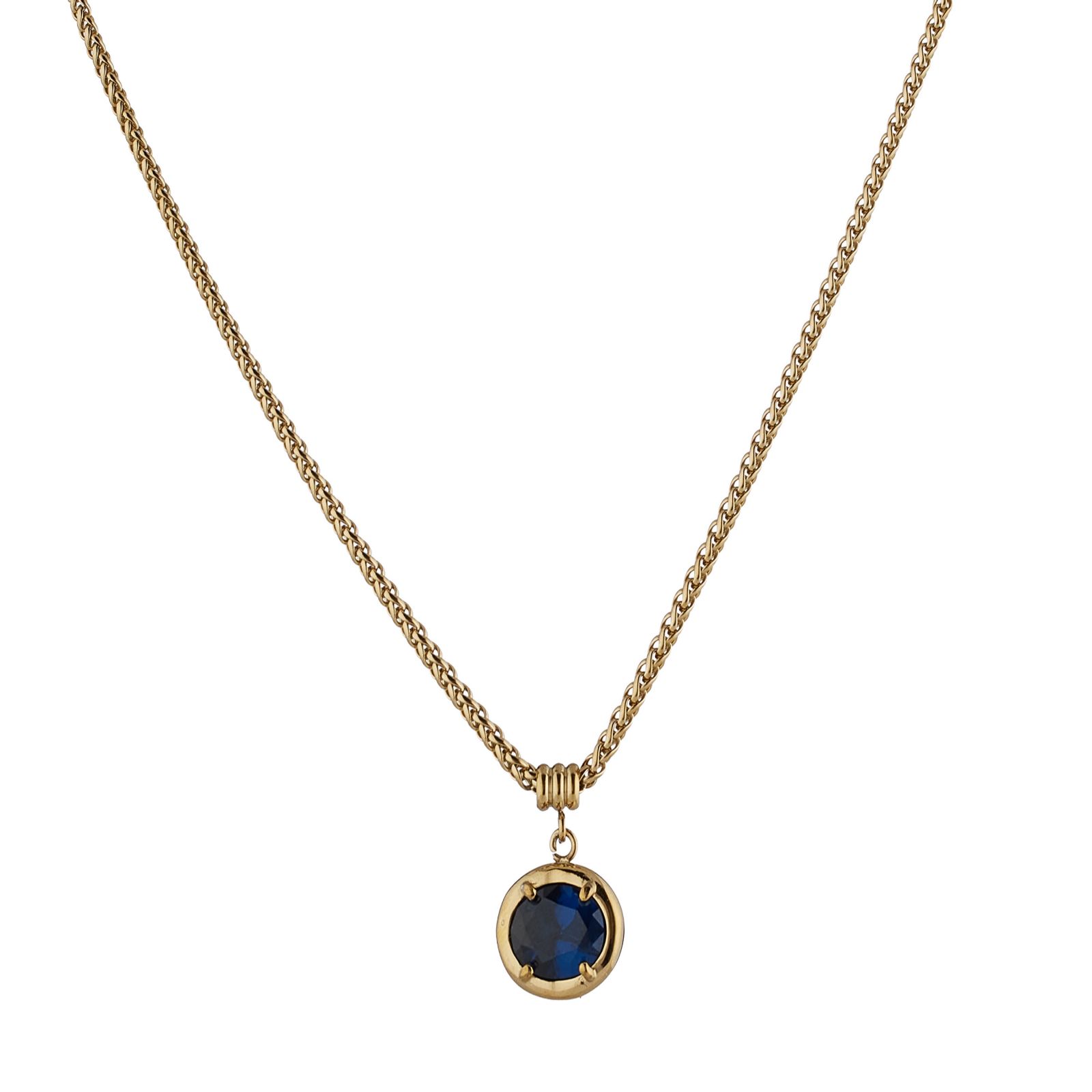 Steel by Diamonique Colour Stone Pendant & Chain Stainless Steel