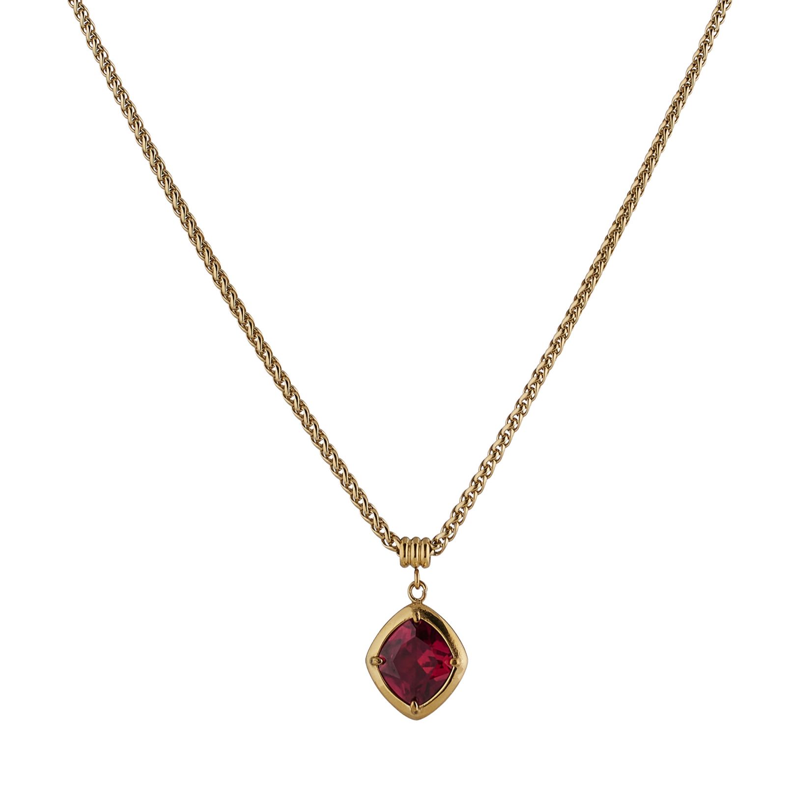 Steel by Diamonique Colour Stone Pendant & Chain Stainless Steel