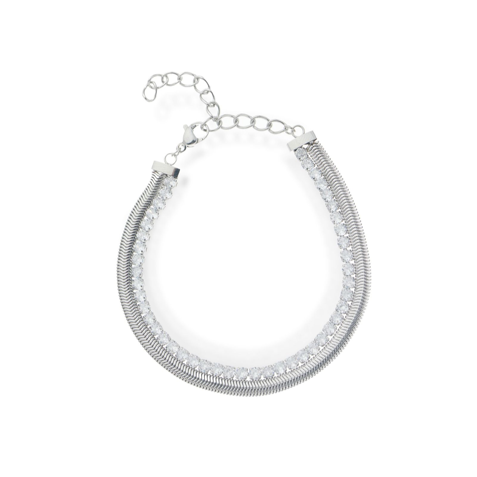 Steel by Diamonique Two Row Bracelet Stainless Steel - QVC UK