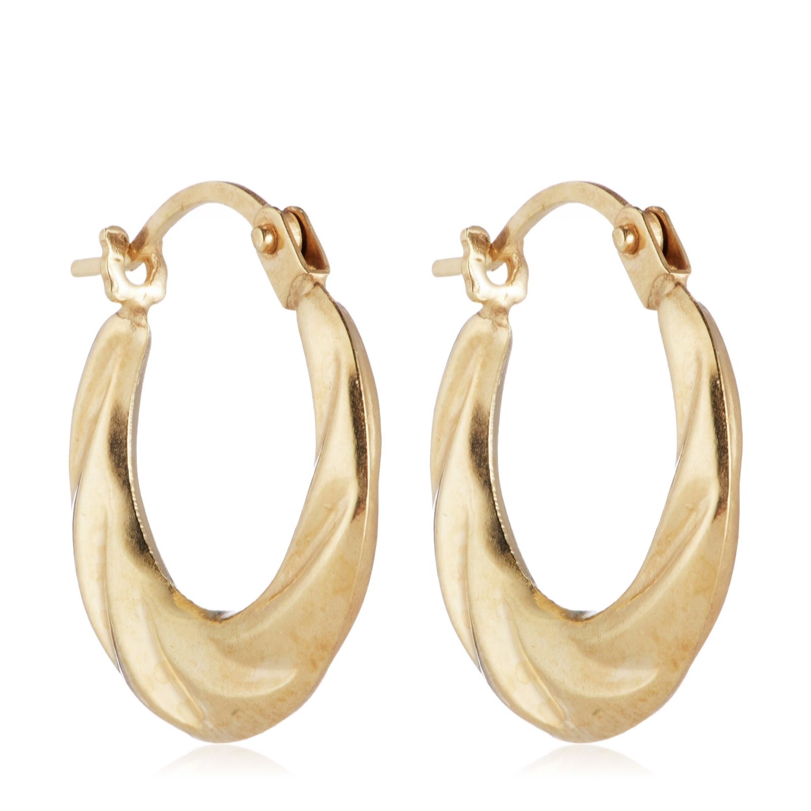 GOLD 9ct Yellow Gold 15.5mm X 15mm Twist Creole Earrings 0.43g - QVC UK