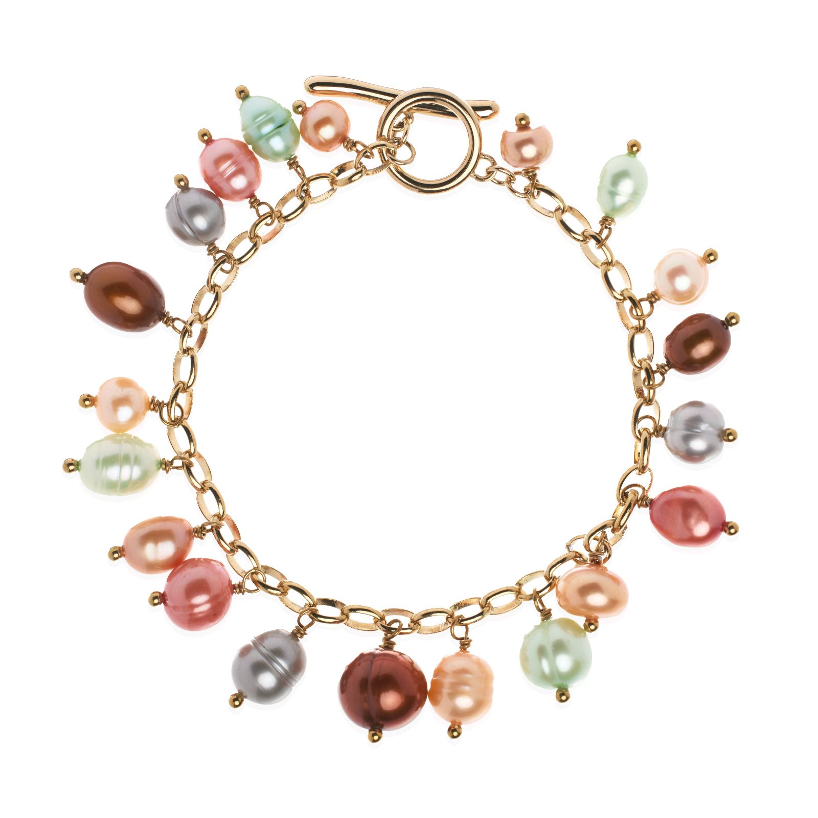 Lara Pearl 5-9mm Cultured Pearl Pourri Stainless Steel Bracelet