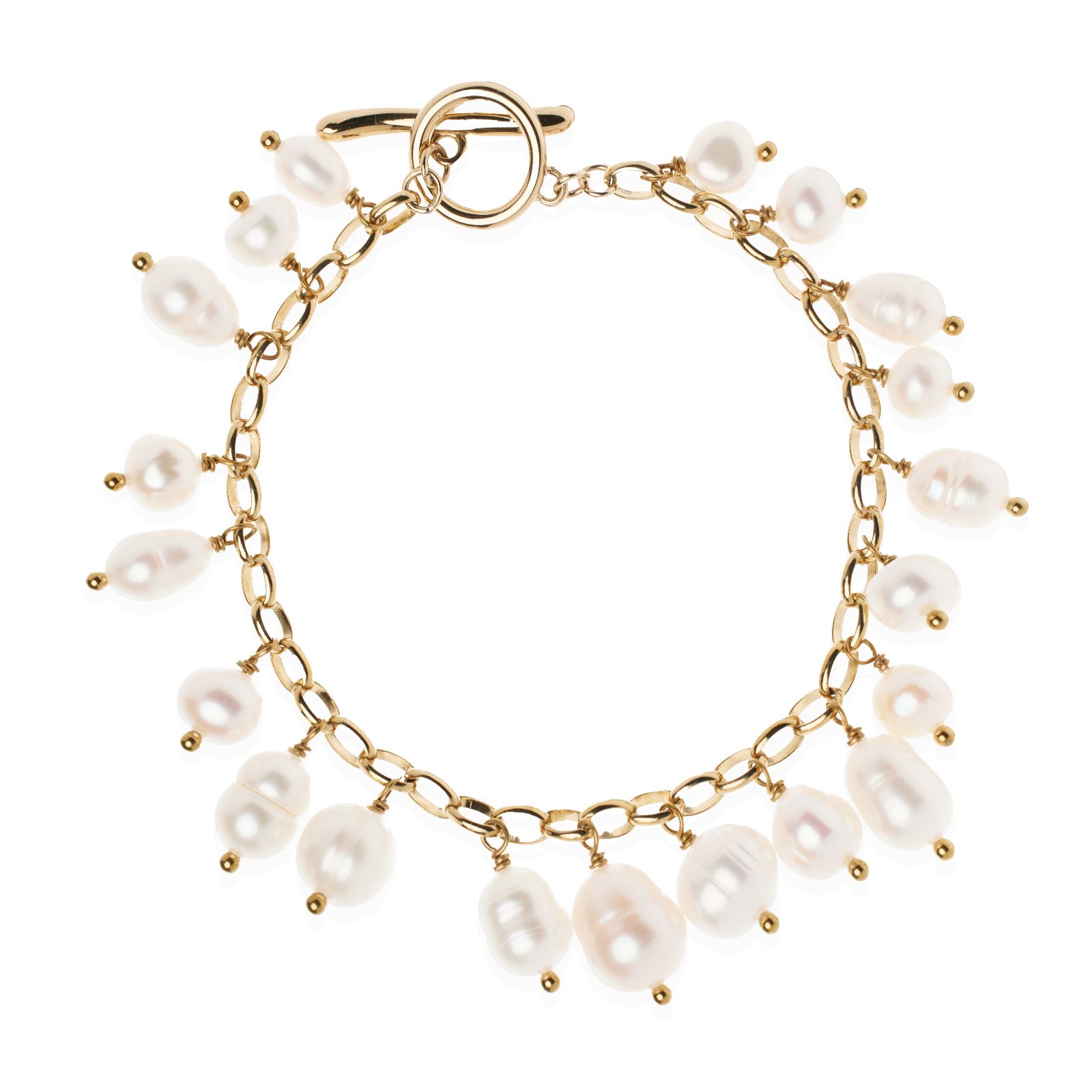 Lara Pearl 5-9mm Cultured Pearl Pourri Stainless Steel Bracelet