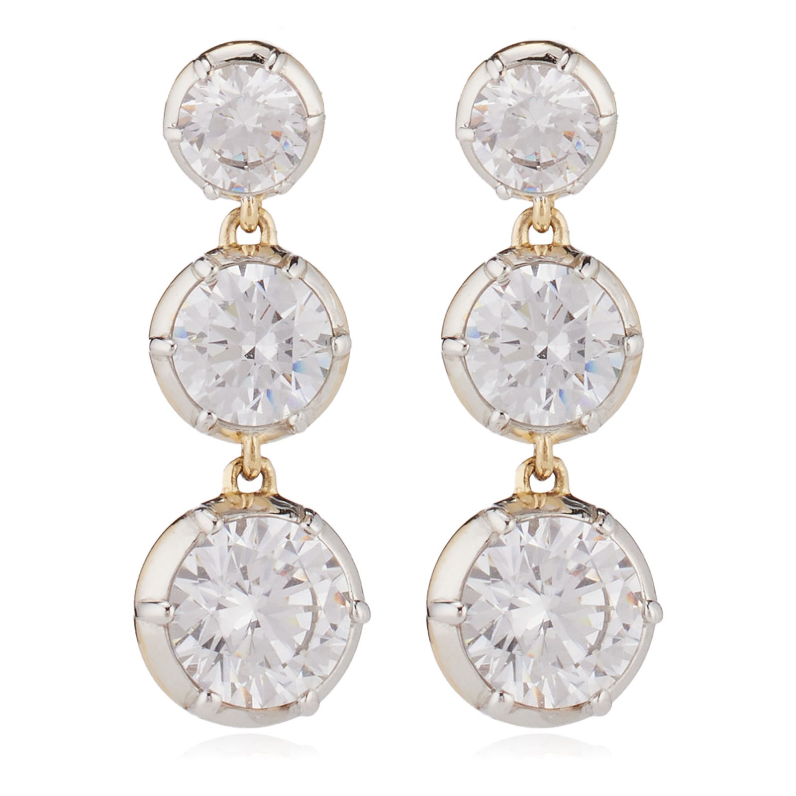 Diamonique 3.5ct tw Triple Drop Earrings Sterling Silver