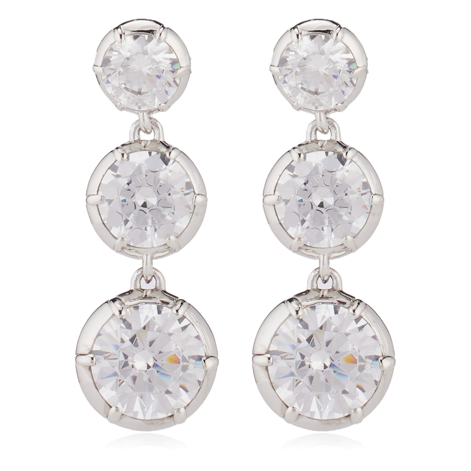 Diamonique 3.5ct tw Triple Drop Earrings Sterling Silver