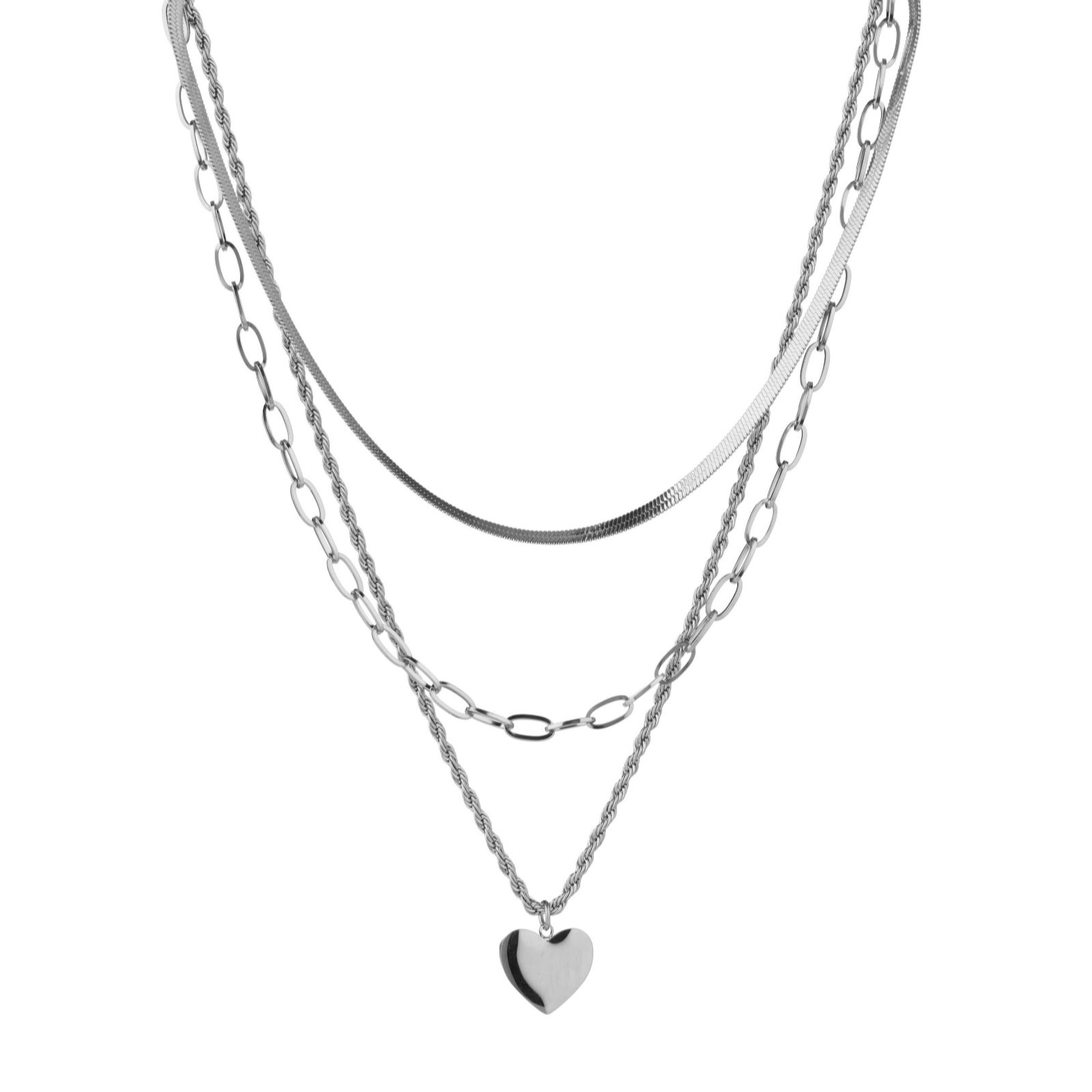 Steel by Diamonique Layered 3 in 1 Necklace Stainless Steel