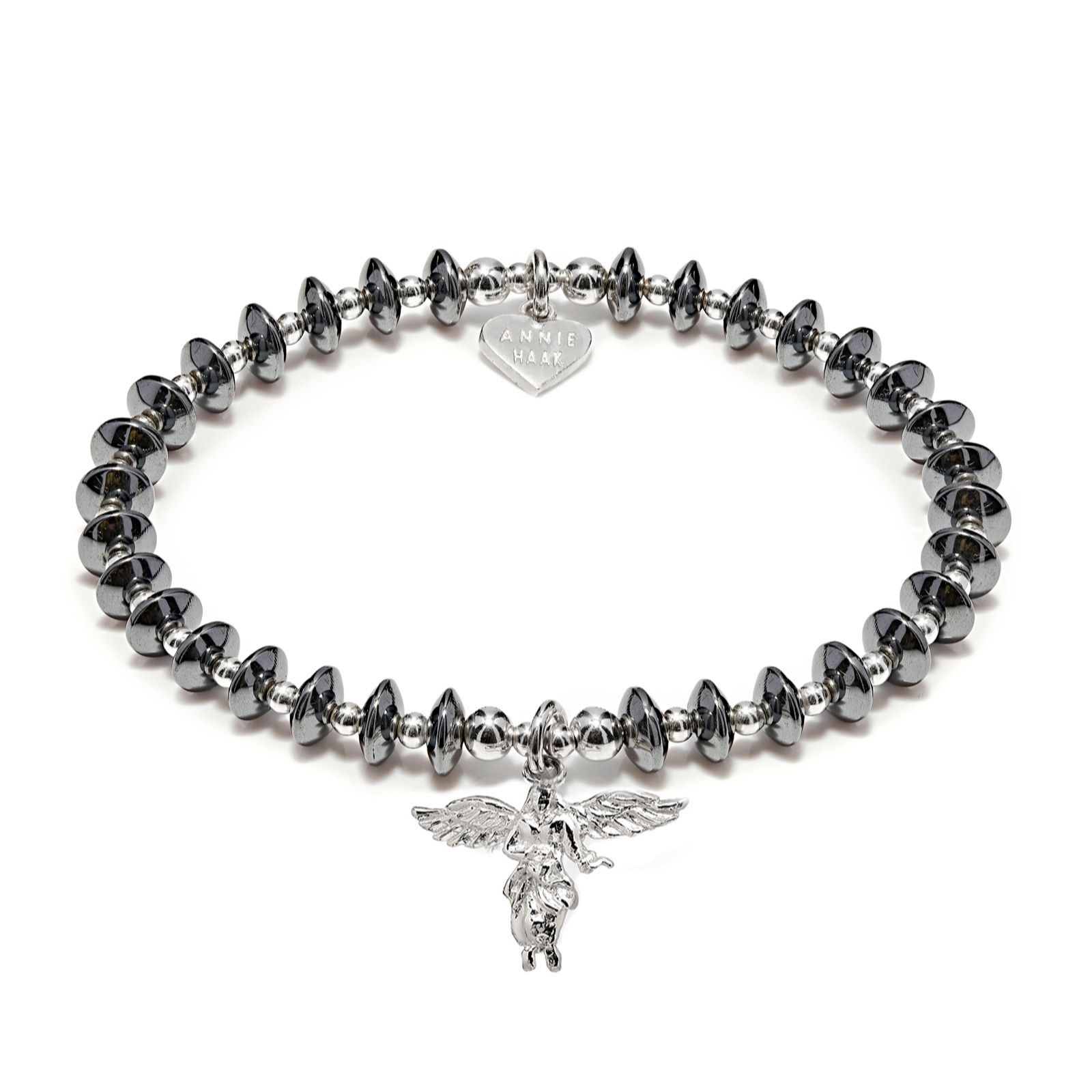 Annie Haak Hematite Disc Silver Charm Bracelet Sterling Silver