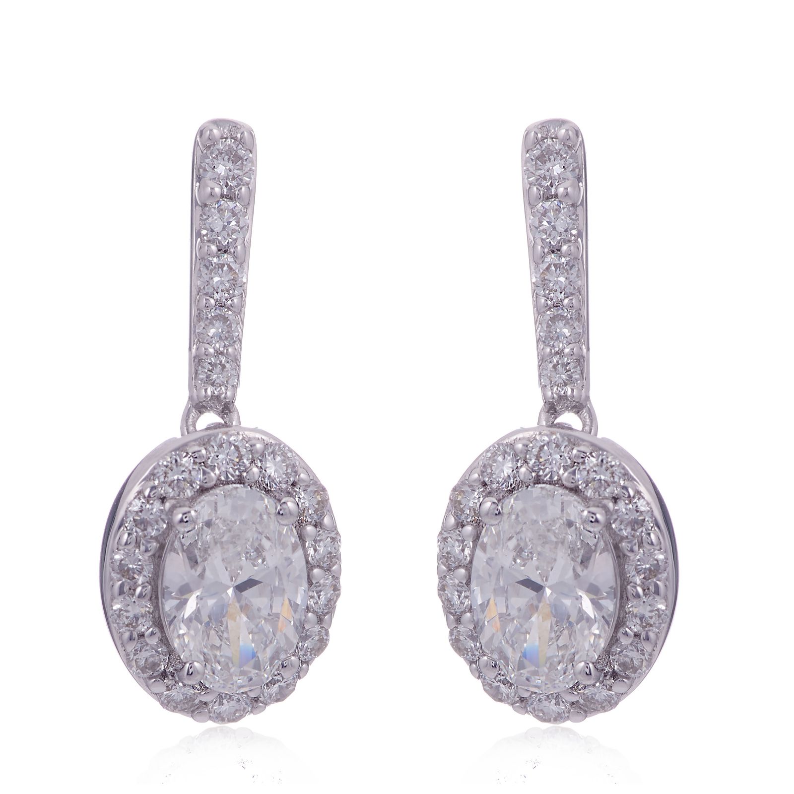 Fire Light 1ct Lab Grown Diamond Oval Drop Earrings 9ct Gold