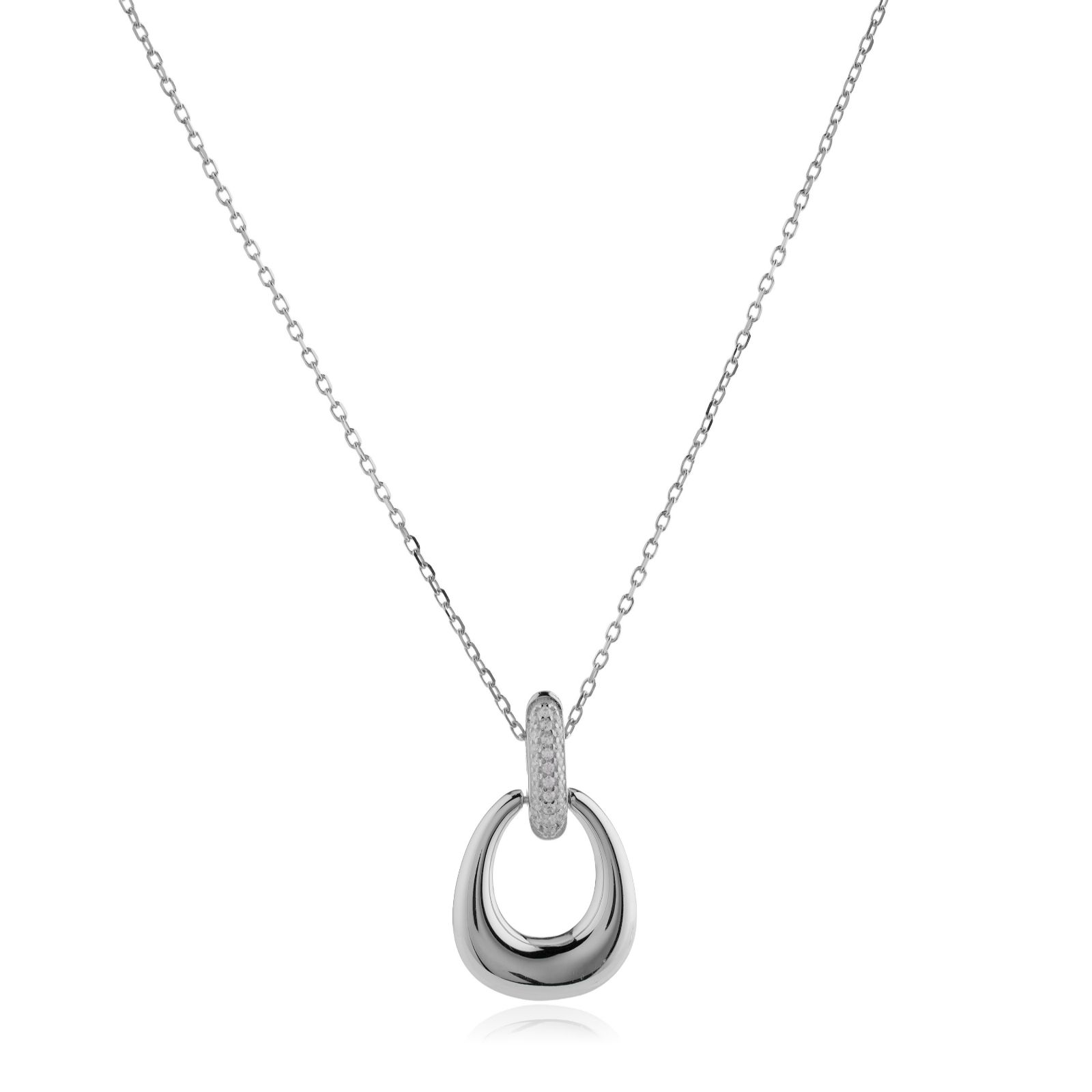 Diamonique 0.14ct Pave Loop Pendant Necklace Sterling Silver