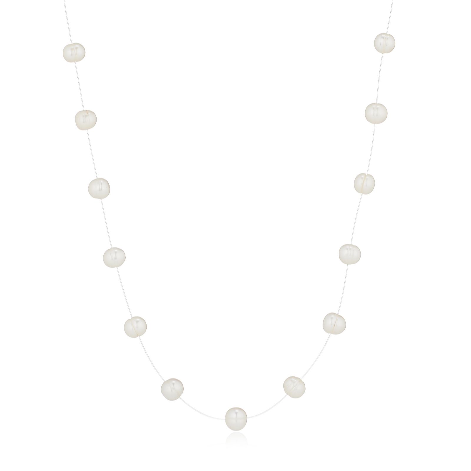 Lara Pearl 6mm Fresh Water Pearl Floating Necklace Sterling Silver