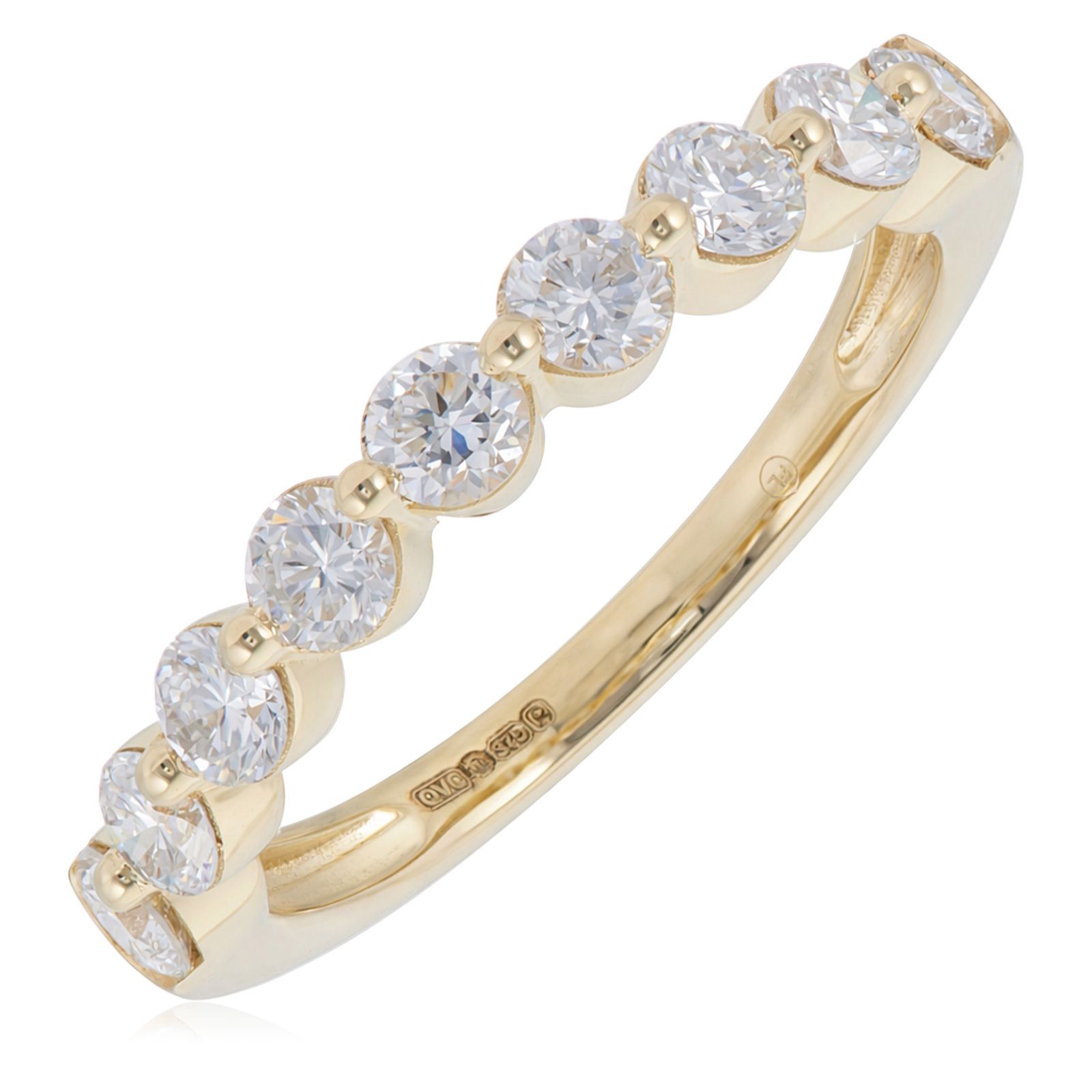 Fire Light 1ct Lab Grown Diamond 2 Prong Set Eternity Ring 9ct Gold