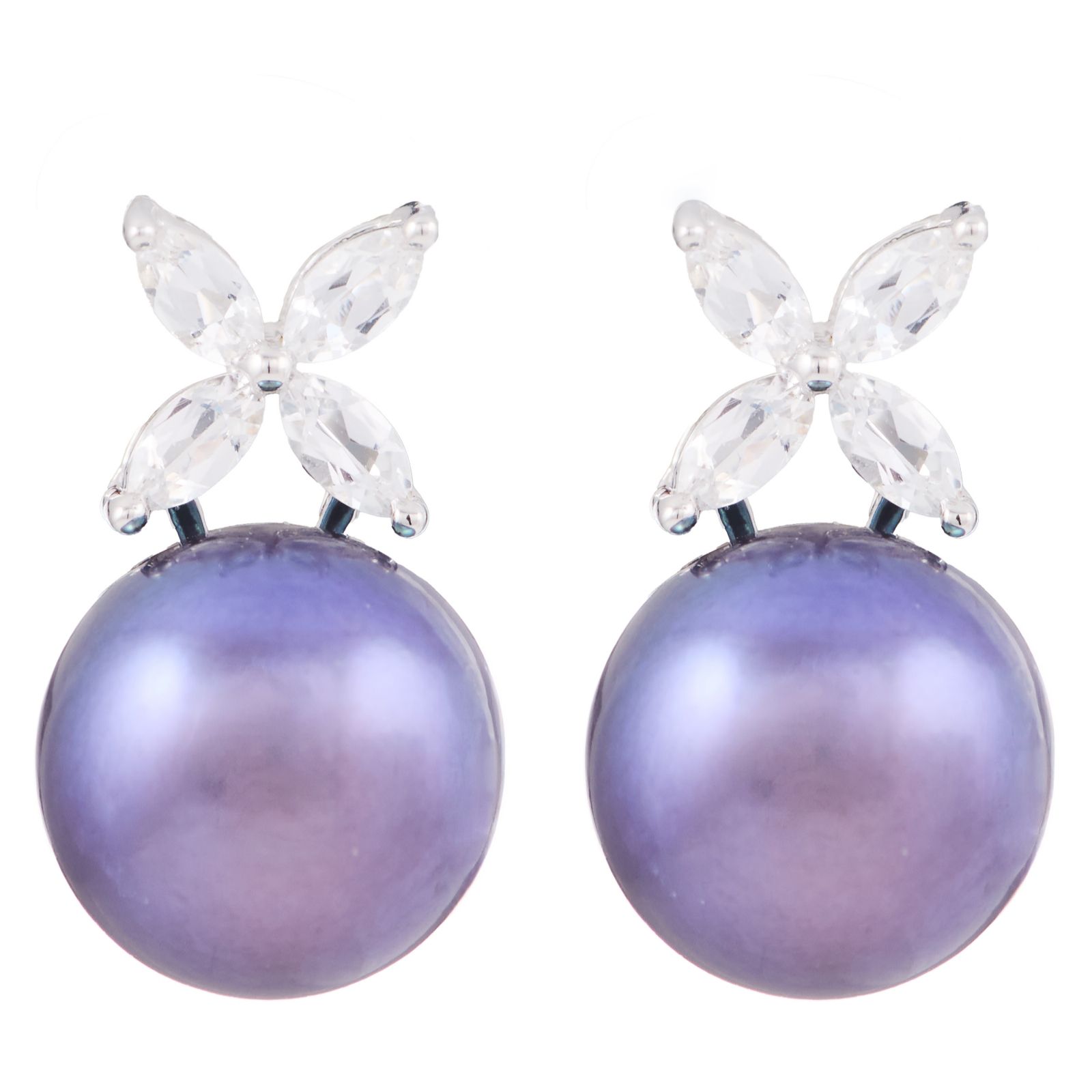 Lara Pearl 7-8mm Button Pearl & White Topaz Stud Earrings