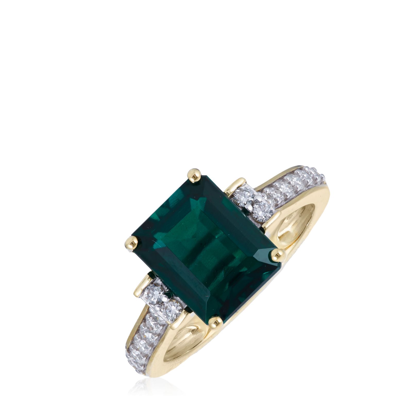 Outlet 3.24ct Fire Light Emerald& 0.25ct H SI2 Lab Grown Diamond Ring
