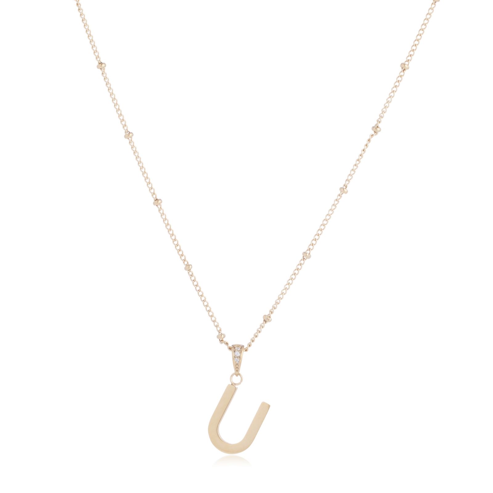Steel by Diamonique Initial Pendant & Chain Stainless Steel