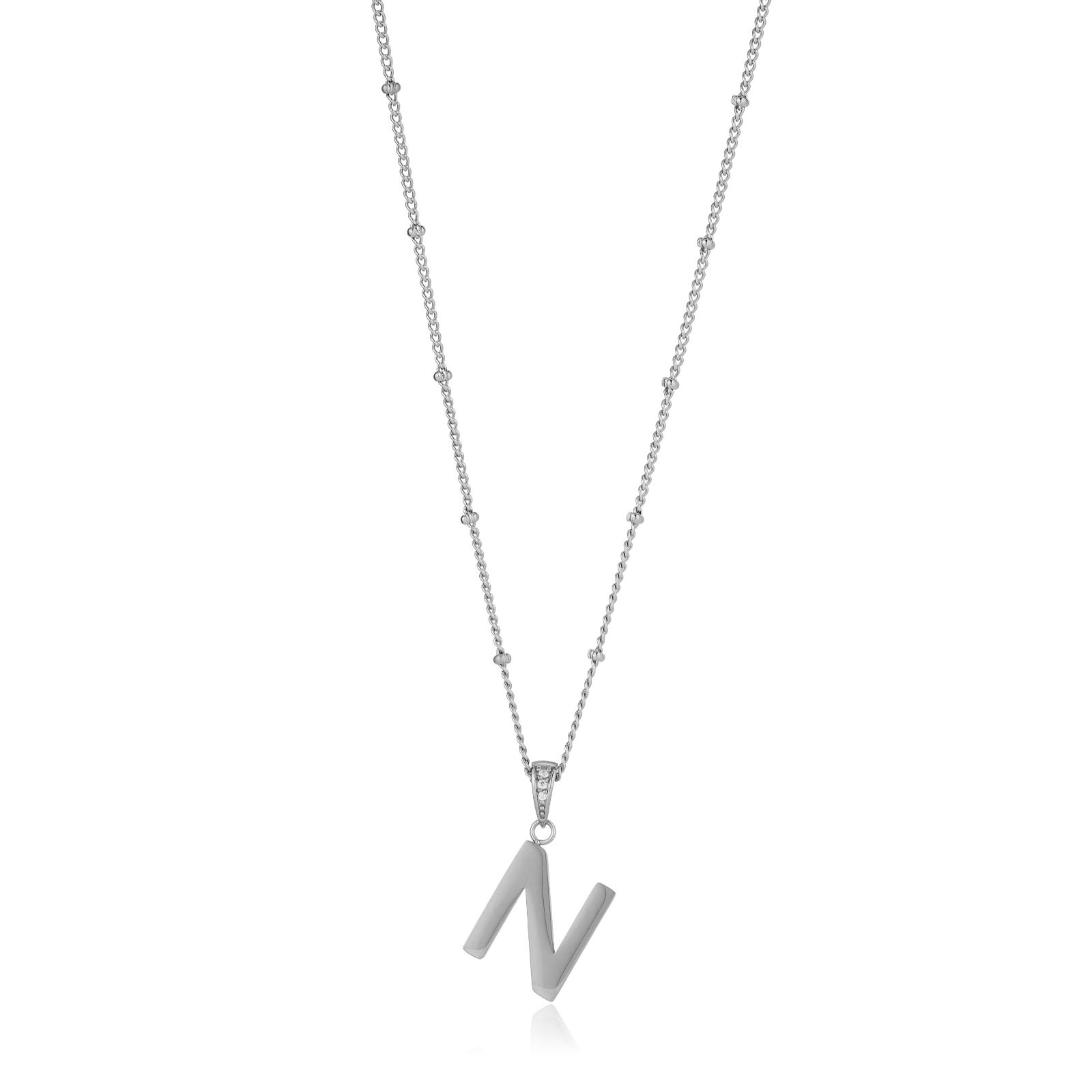 Steel by Diamonique Initial Pendant & Chain Stainless Steel