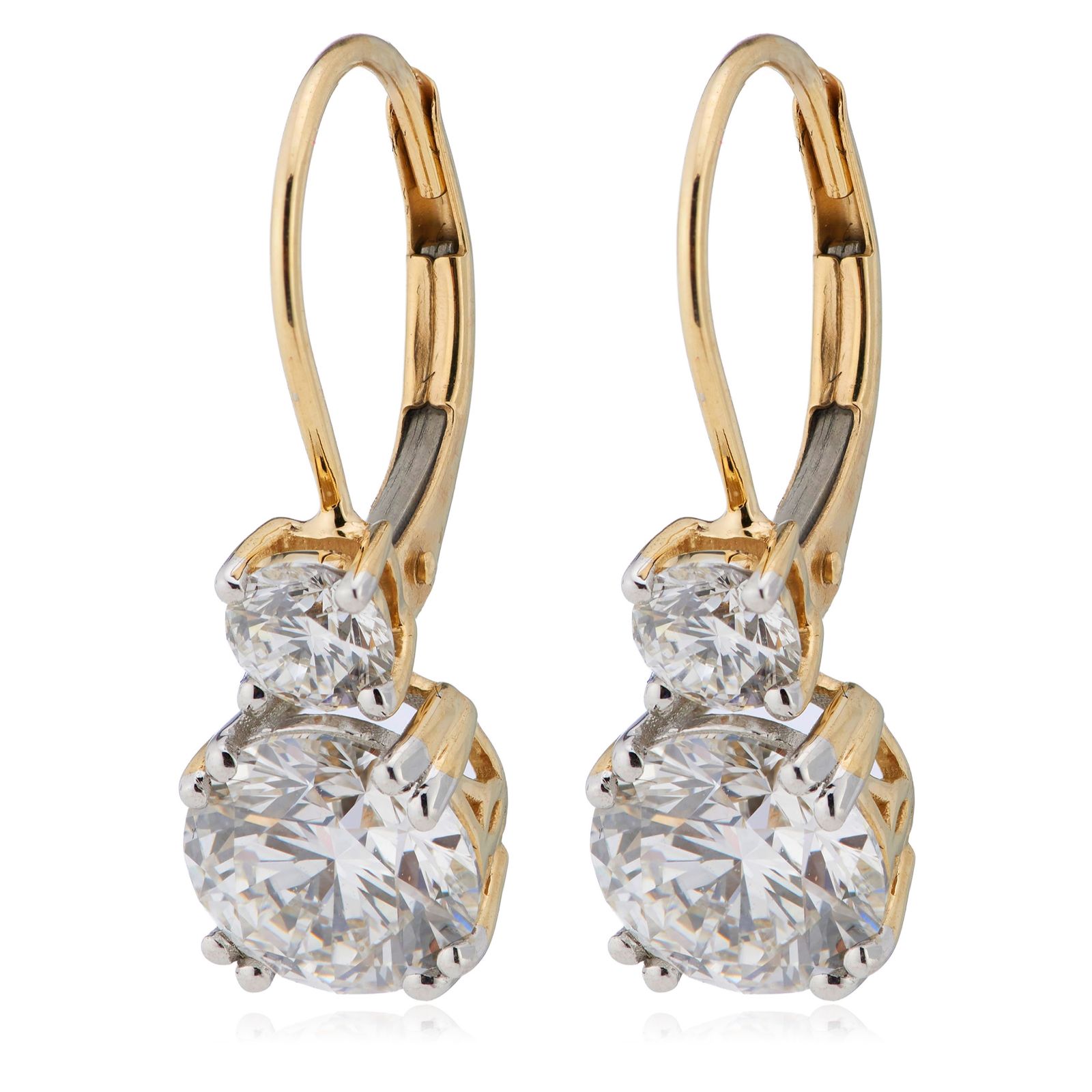 Fire Light 3ct Lab Grown Diamond 2 Stone Drop Earrings 9ct Gold