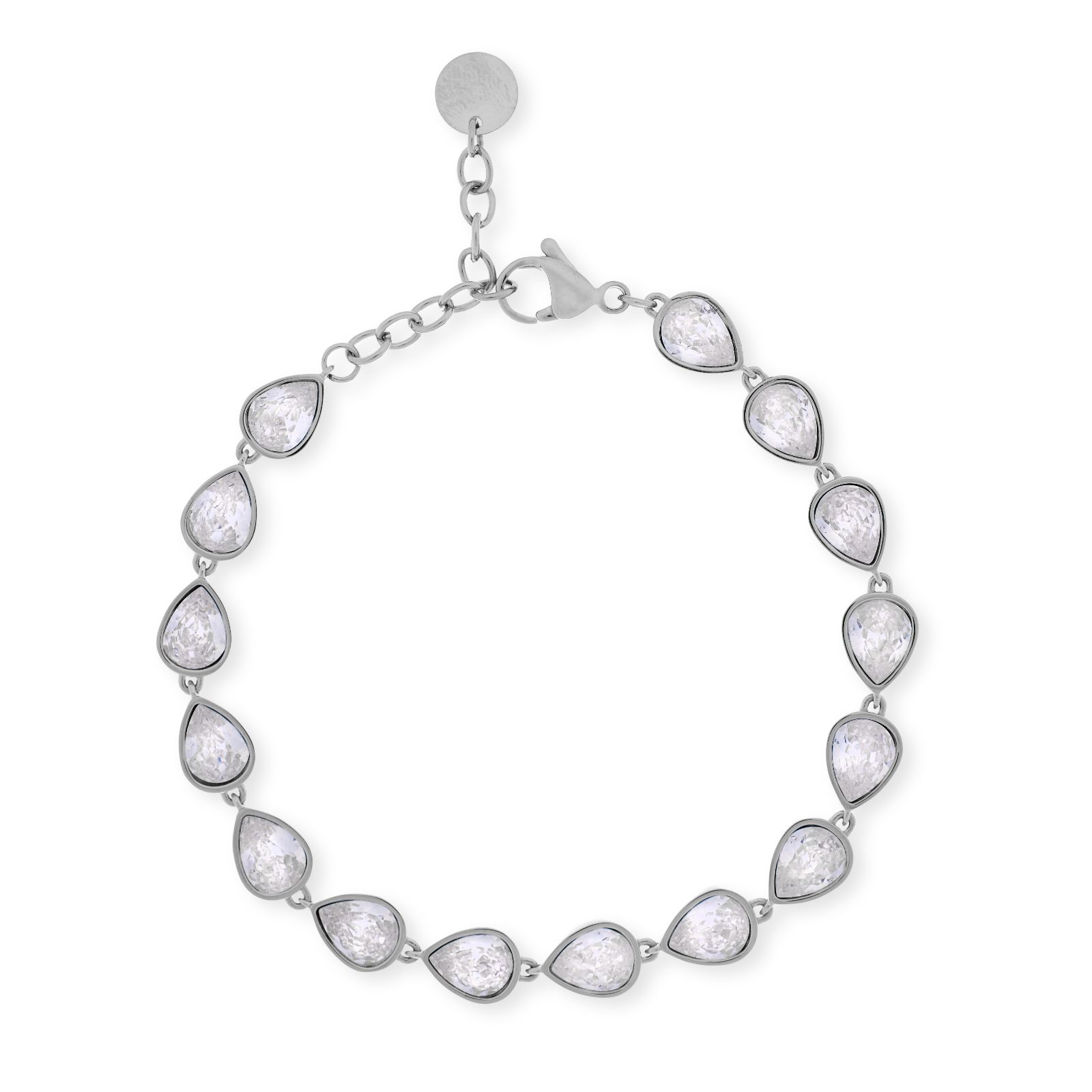 Steel By Diamonique Bezel Set Bracelet Stainless Steel