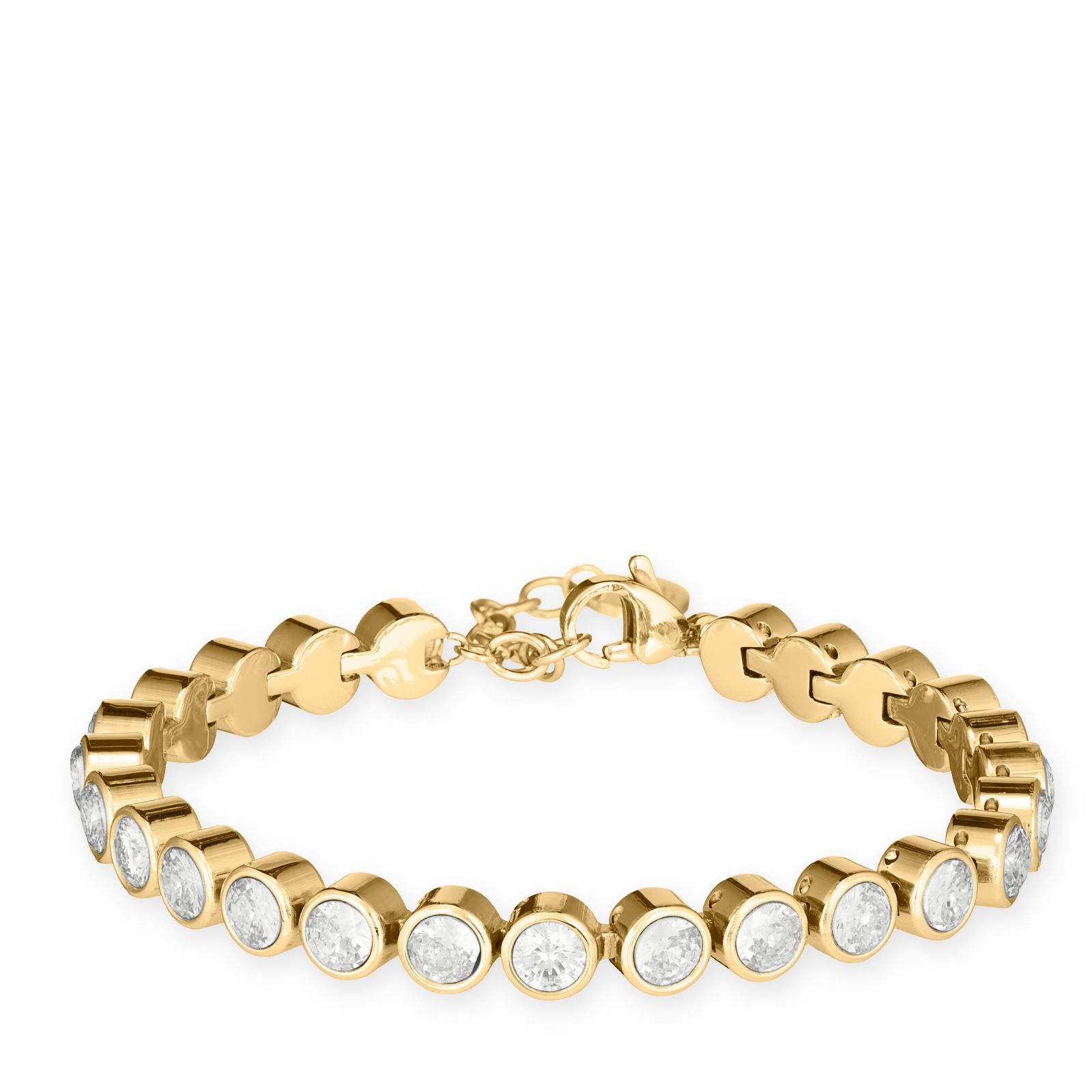 Steel By Diamonique Bezel Set Bracelet Stainless Steel