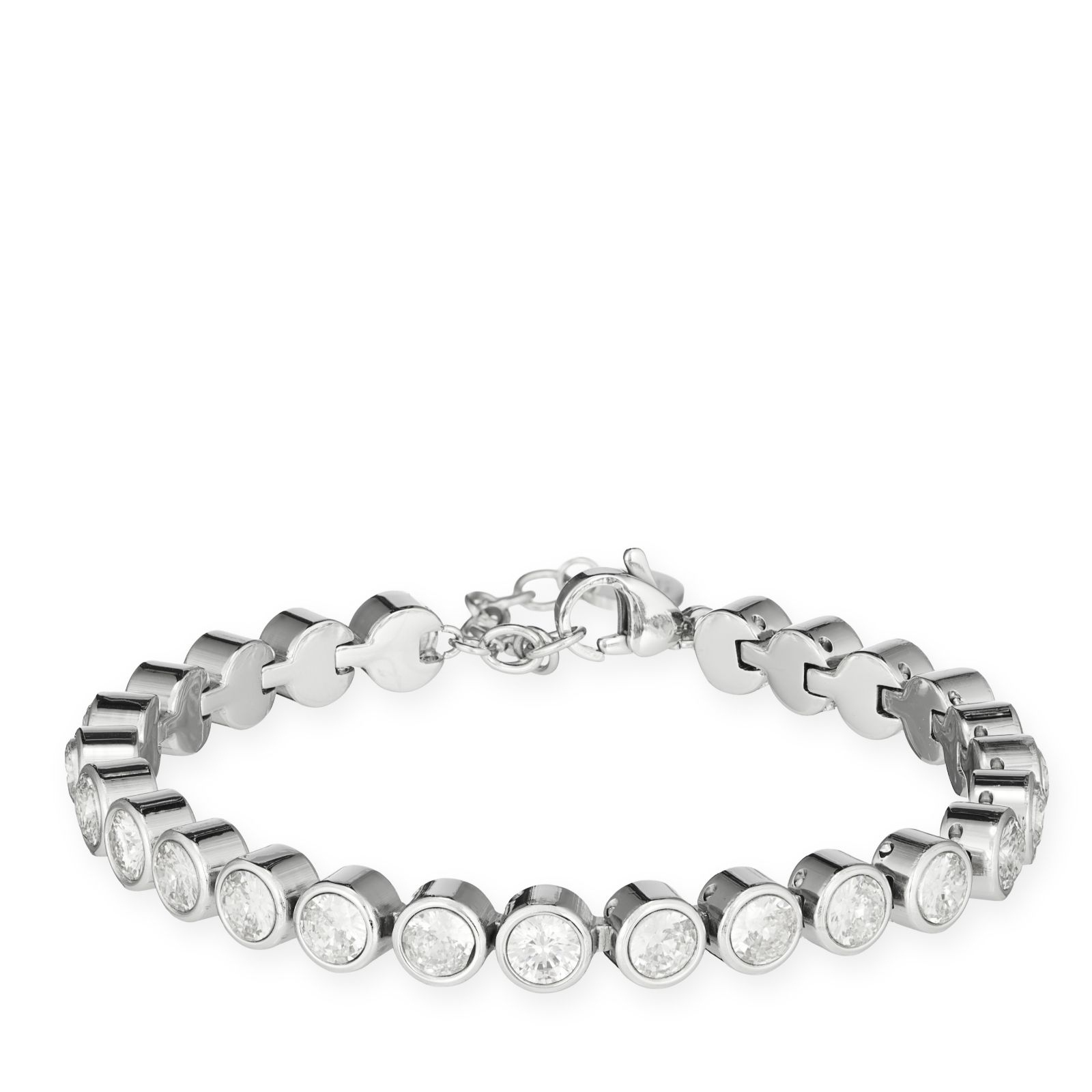 Steel By Diamonique Bezel Set Bracelet Stainless Steel