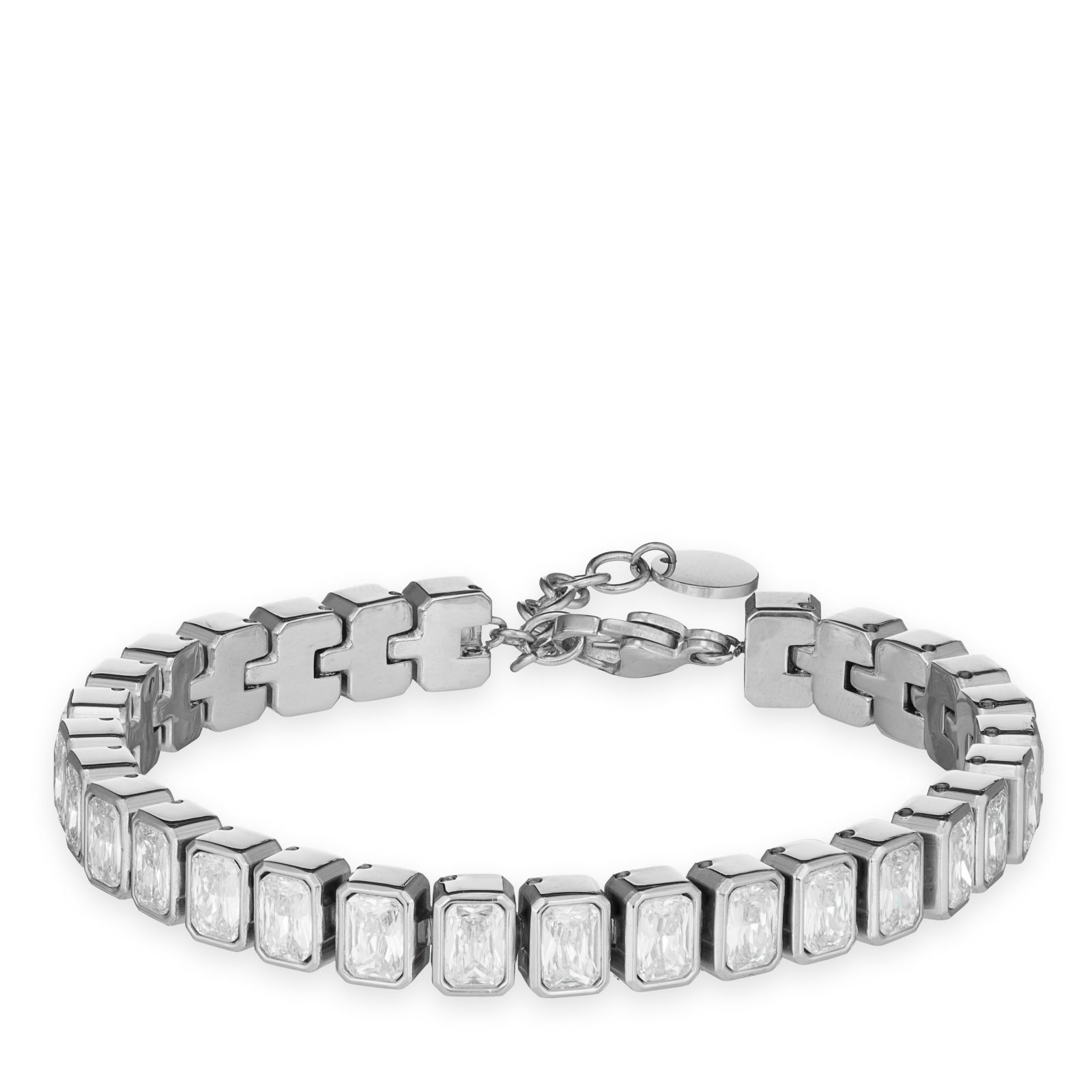 Steel By Diamonique Bezel Set Bracelet Stainless Steel