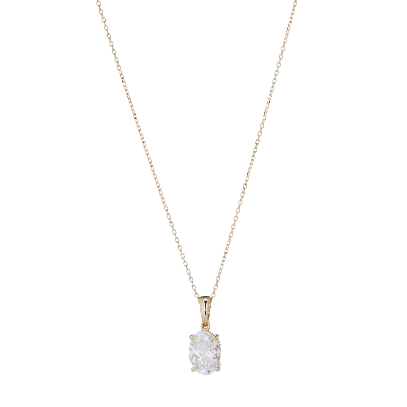 Fire Light 2ct Lab Grown Diamond Oval Pendant & Chain 9ct Gold