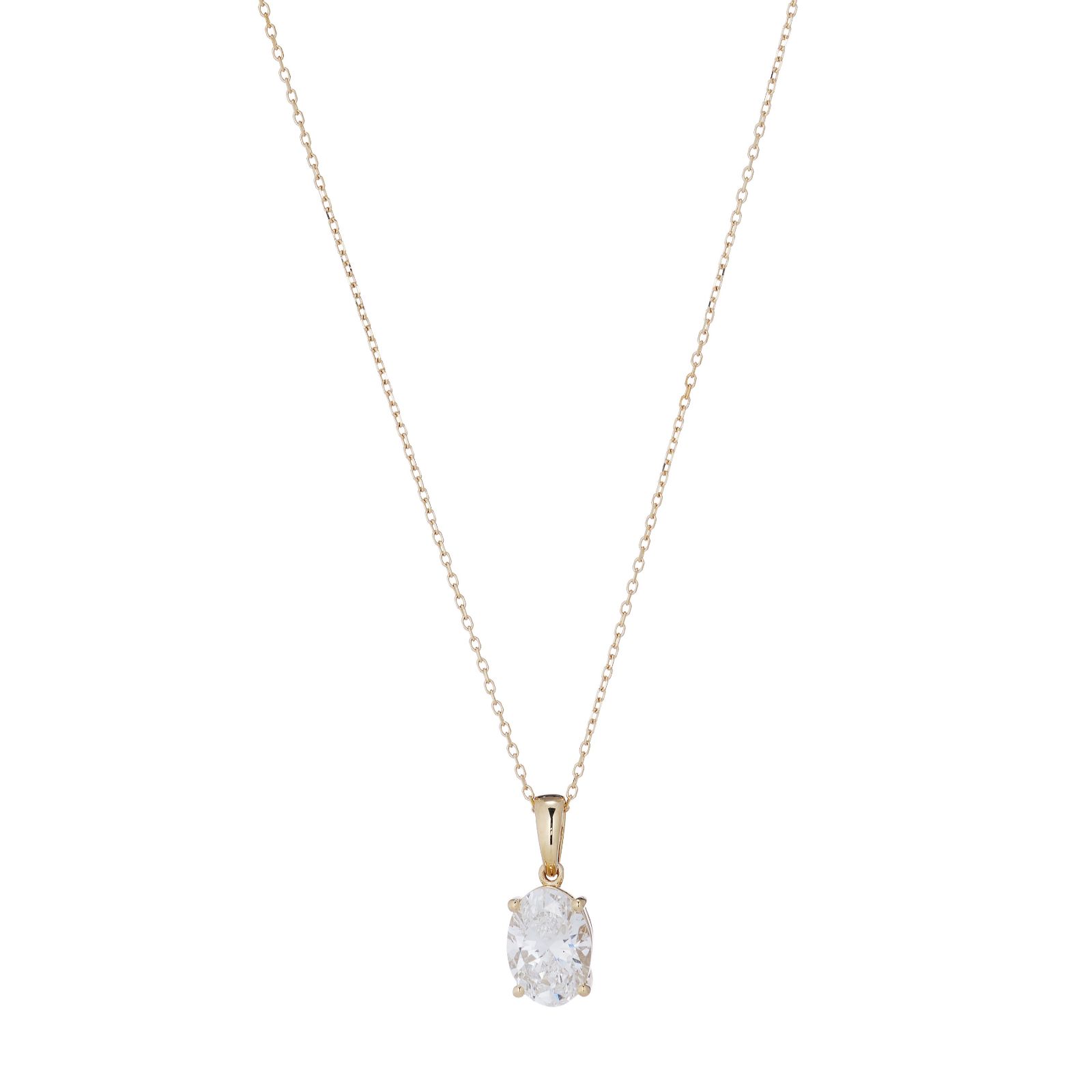 Fire Light 2ct Lab Grown Diamond Oval Pendant & Chain 9ct Gold