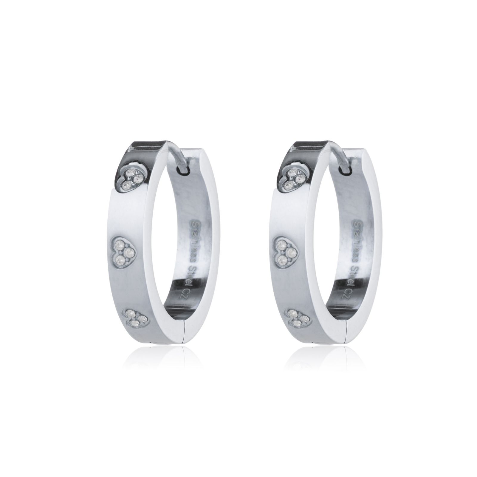Steel by Diamonique Pave Set Hoop Earrings Stainless Steel