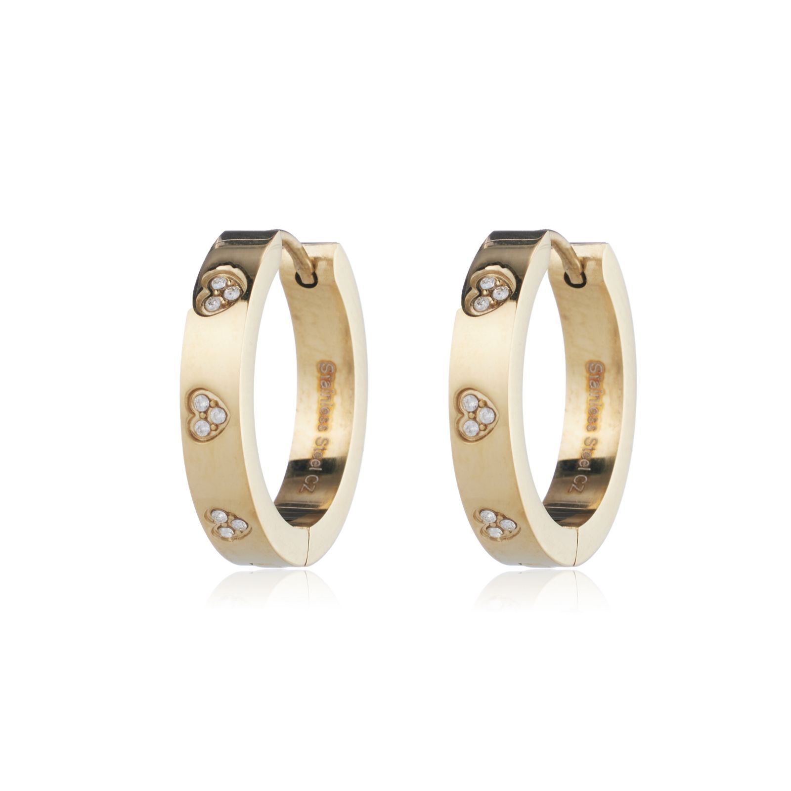 Steel by Diamonique Pave Set Hoop Earrings Stainless Steel